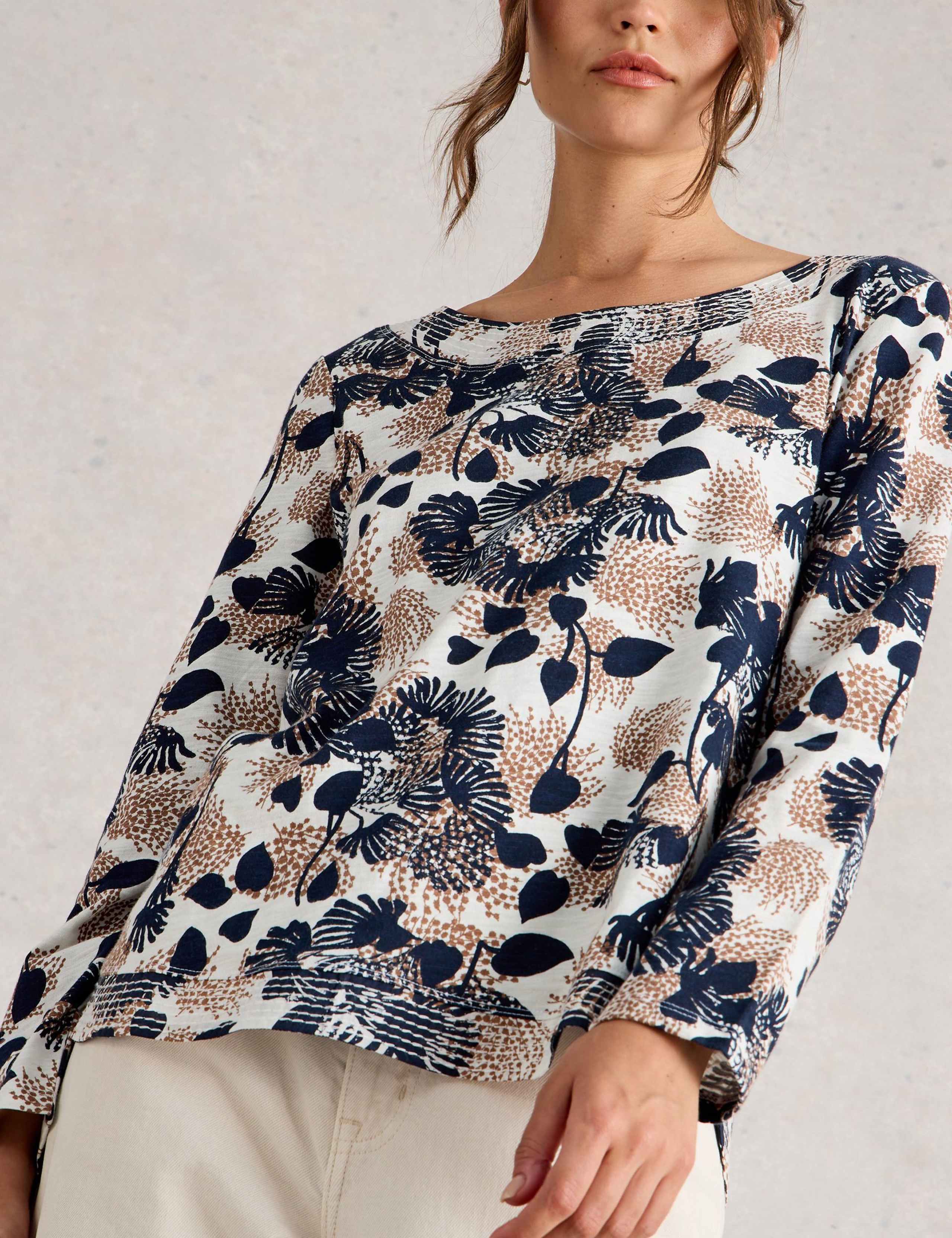 Pure Cotton Leaf Print Top 3 of 6