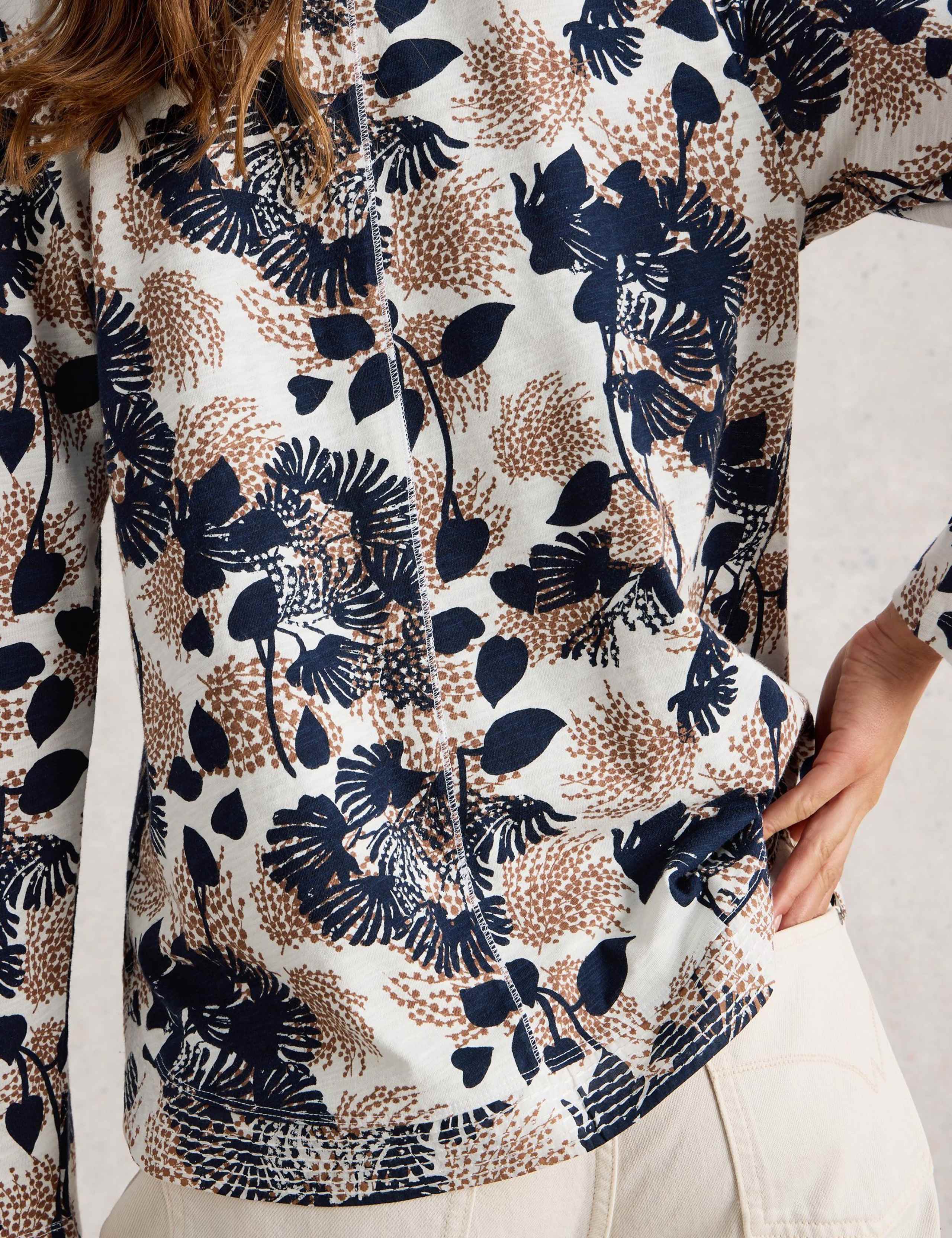 Pure Cotton Leaf Print Top 4 of 6