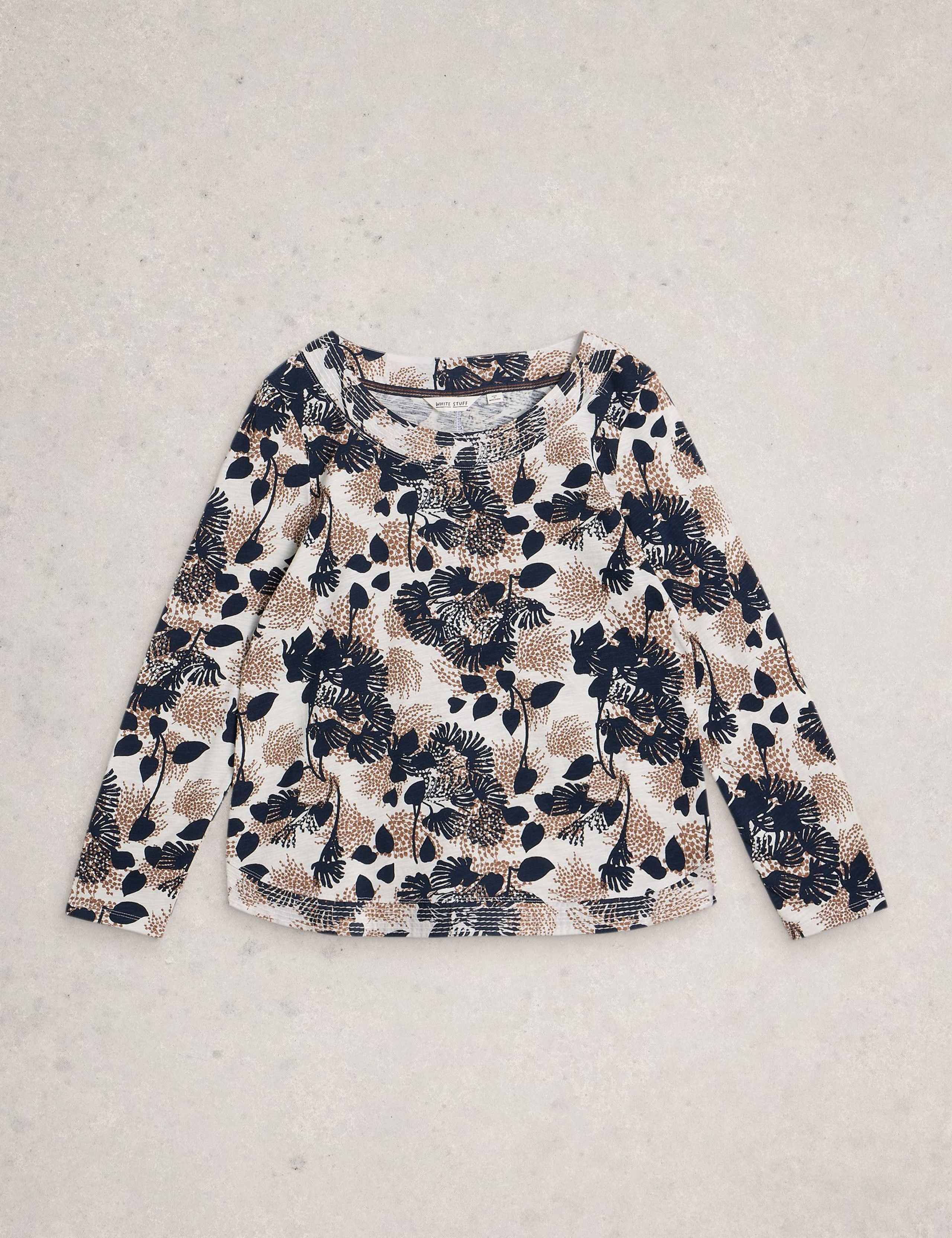 Pure Cotton Leaf Print Top 2 of 6