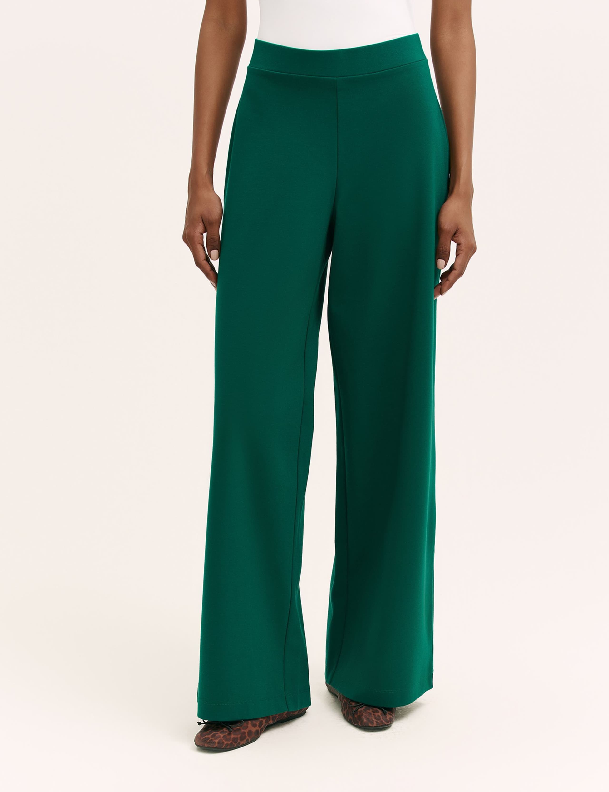 Jersey Elasticated Waist Wide Leg Trousers 3 of 5