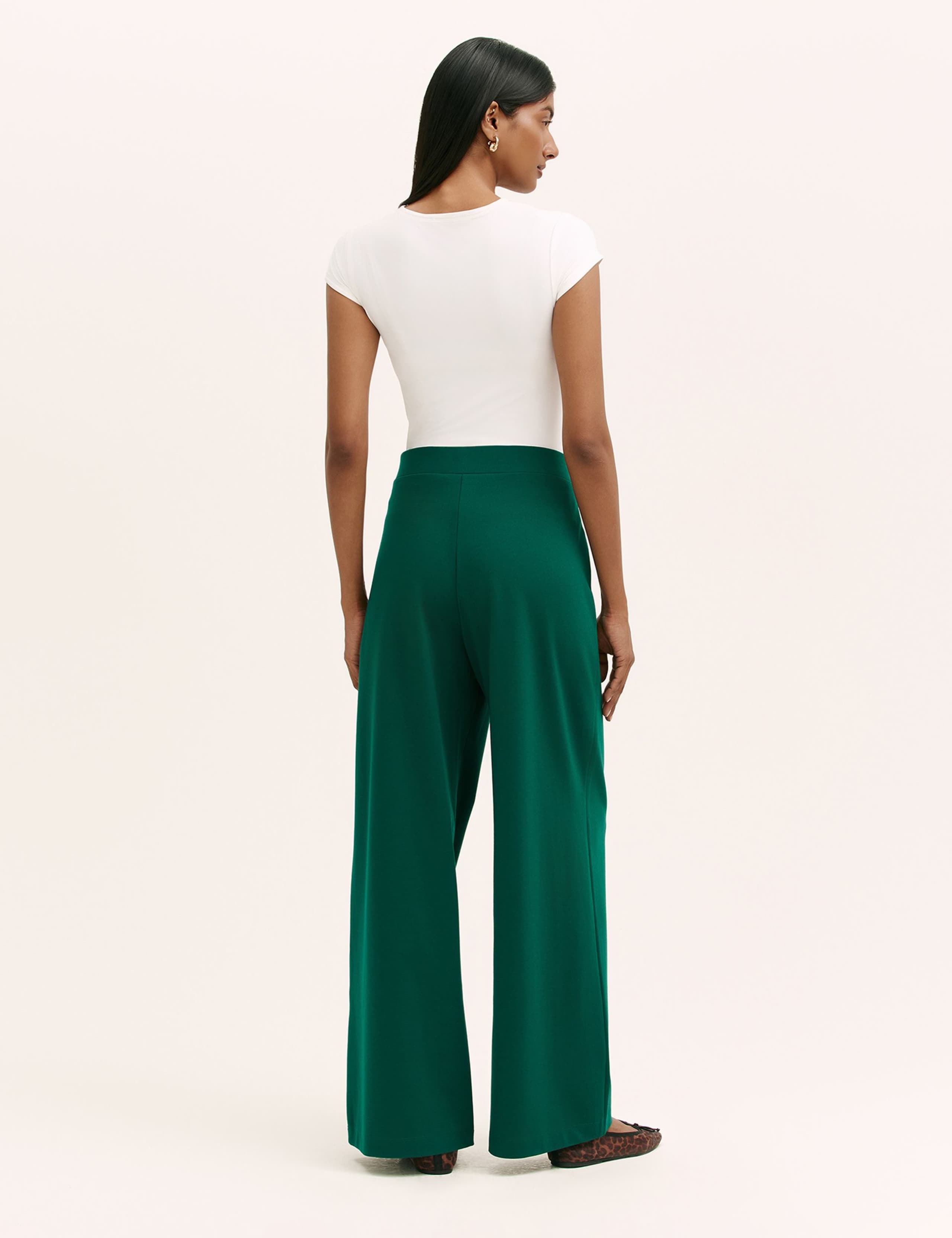 Jersey Elasticated Waist Wide Leg Trousers 4 of 5