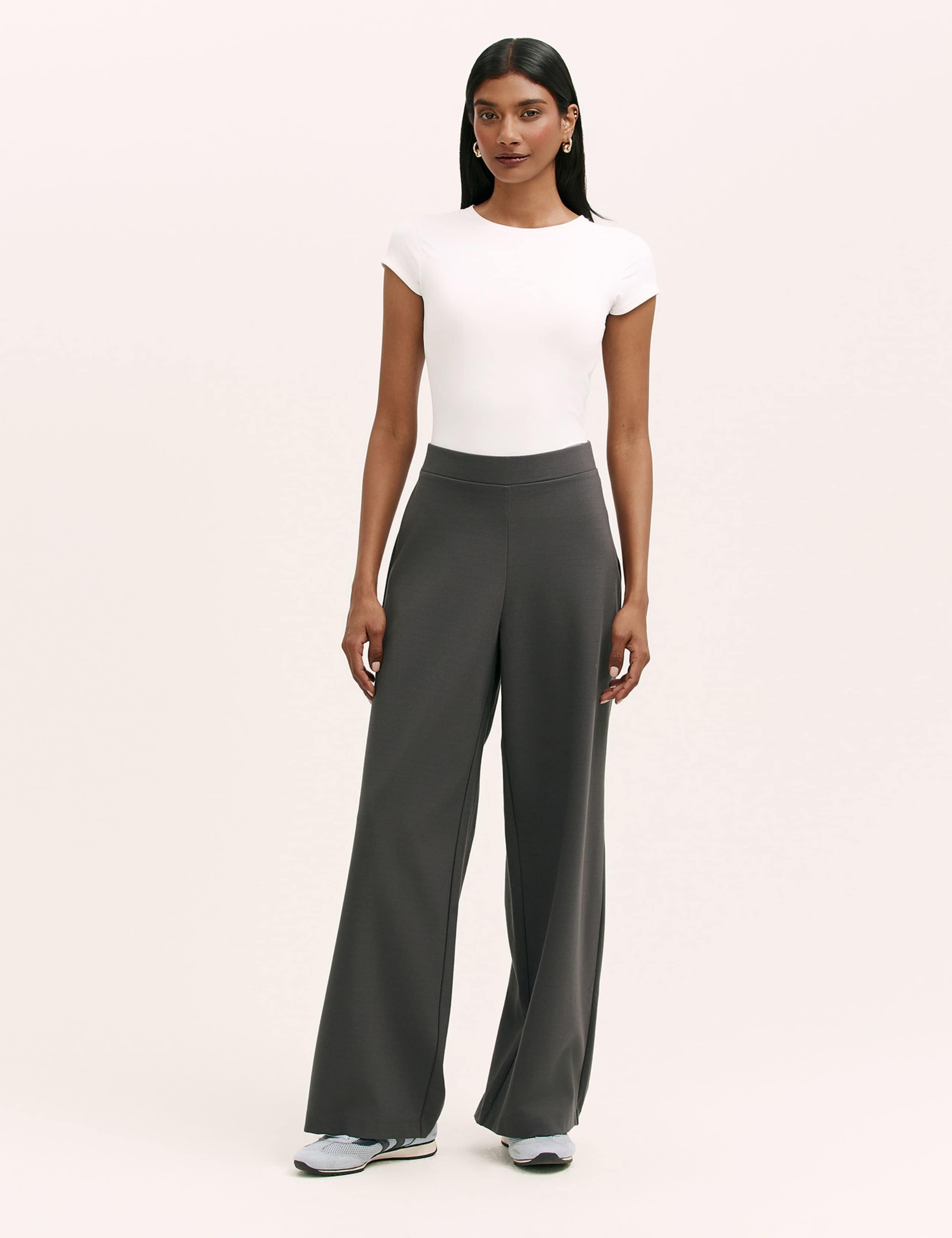 Jersey Elasticated Waist Wide Leg Trousers 1 of 4