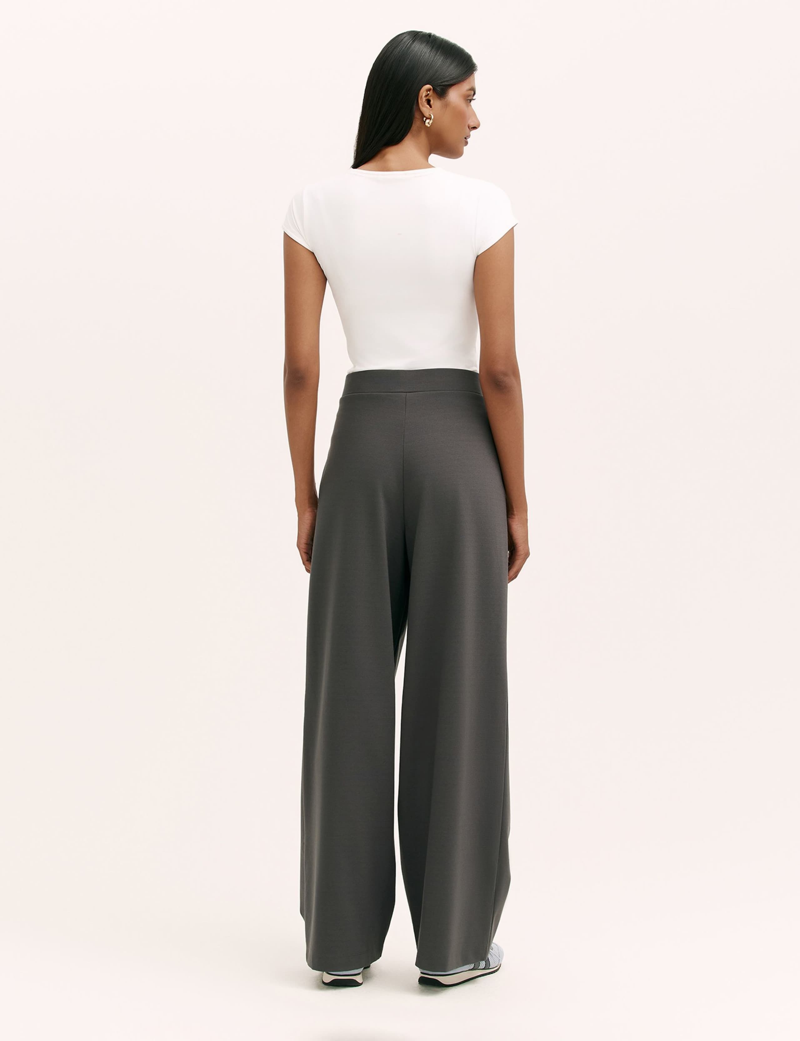 Jersey Elasticated Waist Wide Leg Trousers 3 of 4