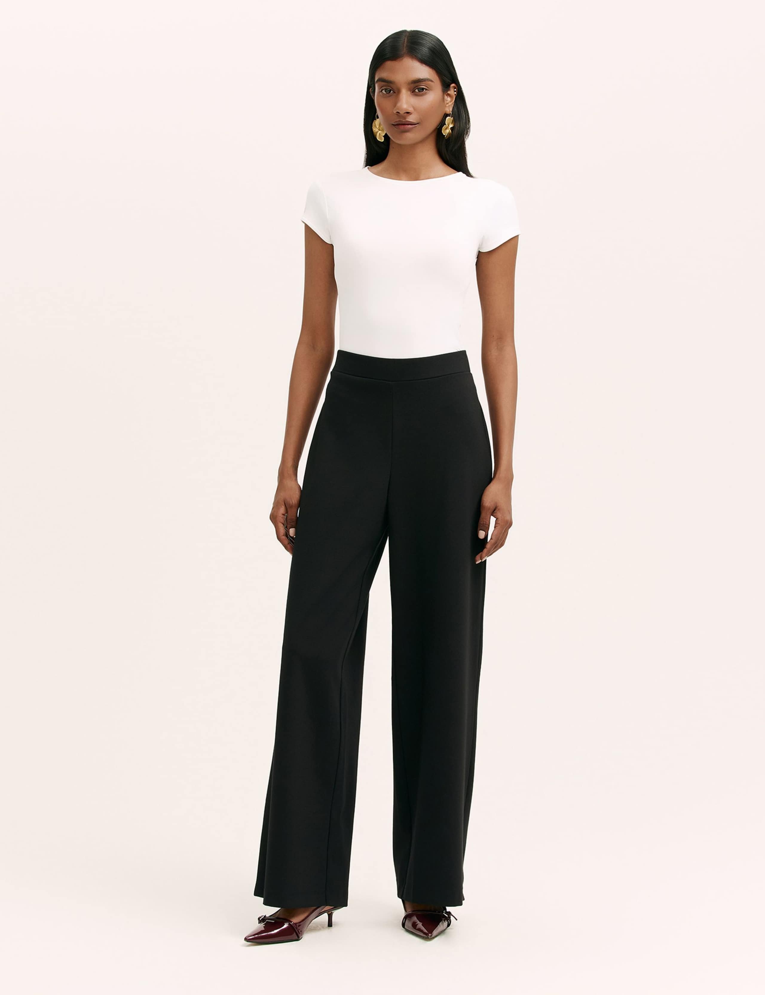Jersey Elasticated Waist Wide Leg Trousers 1 of 5