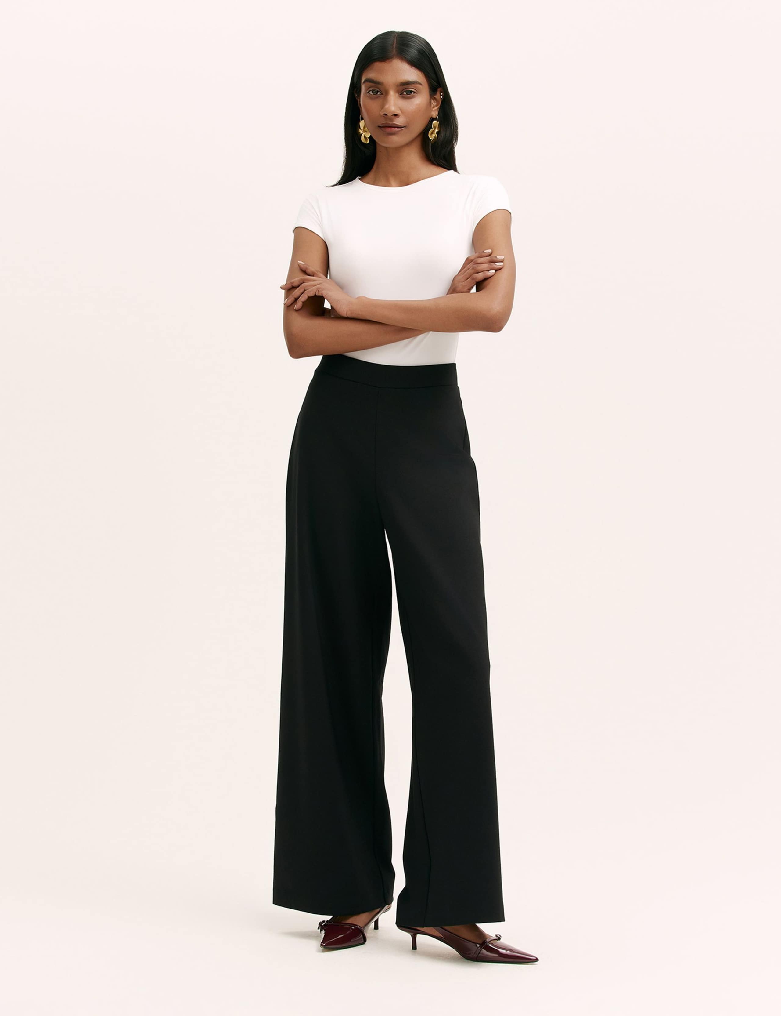 Jersey Elasticated Waist Wide Leg Trousers 2 of 5