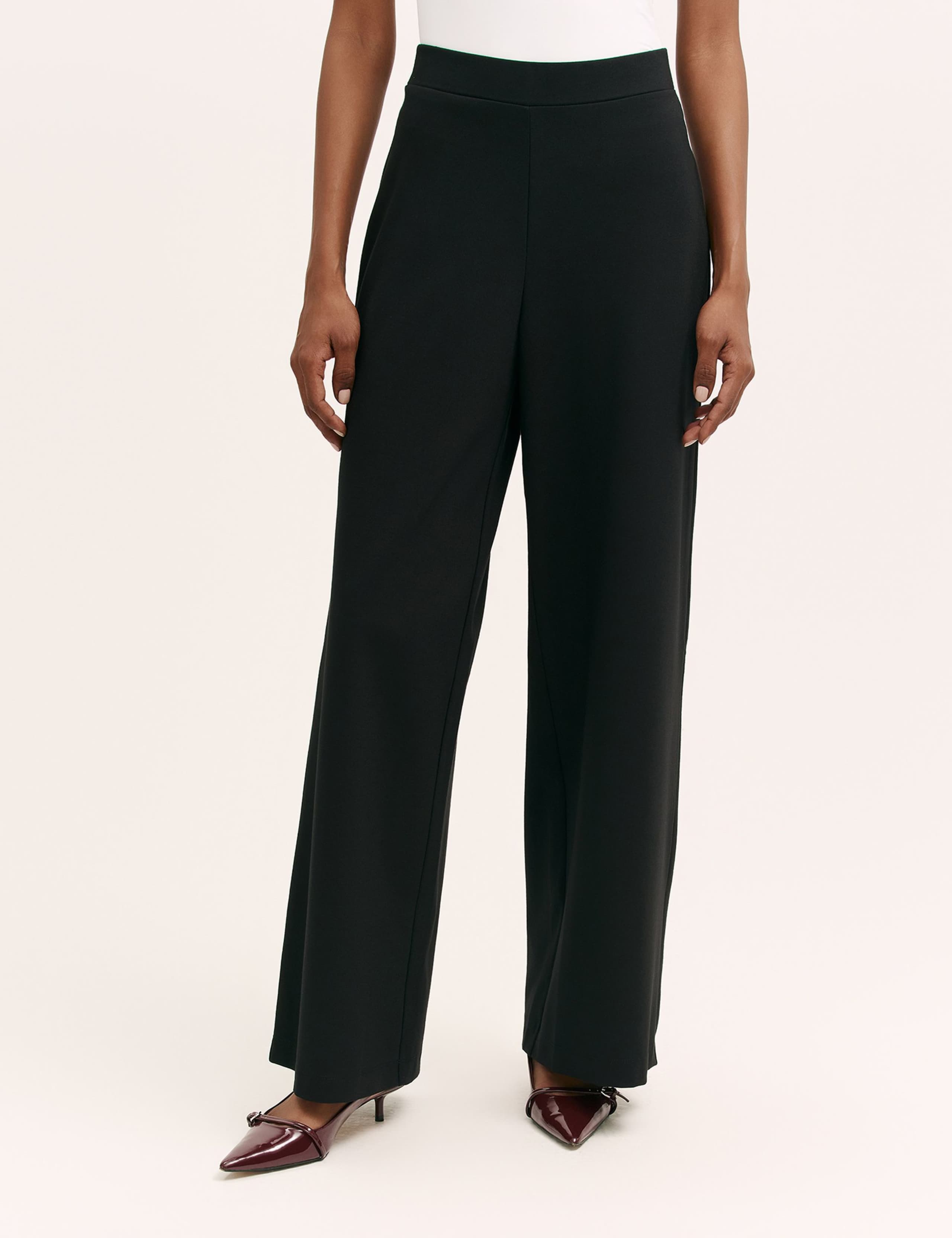 Jersey Elasticated Waist Wide Leg Trousers 3 of 5