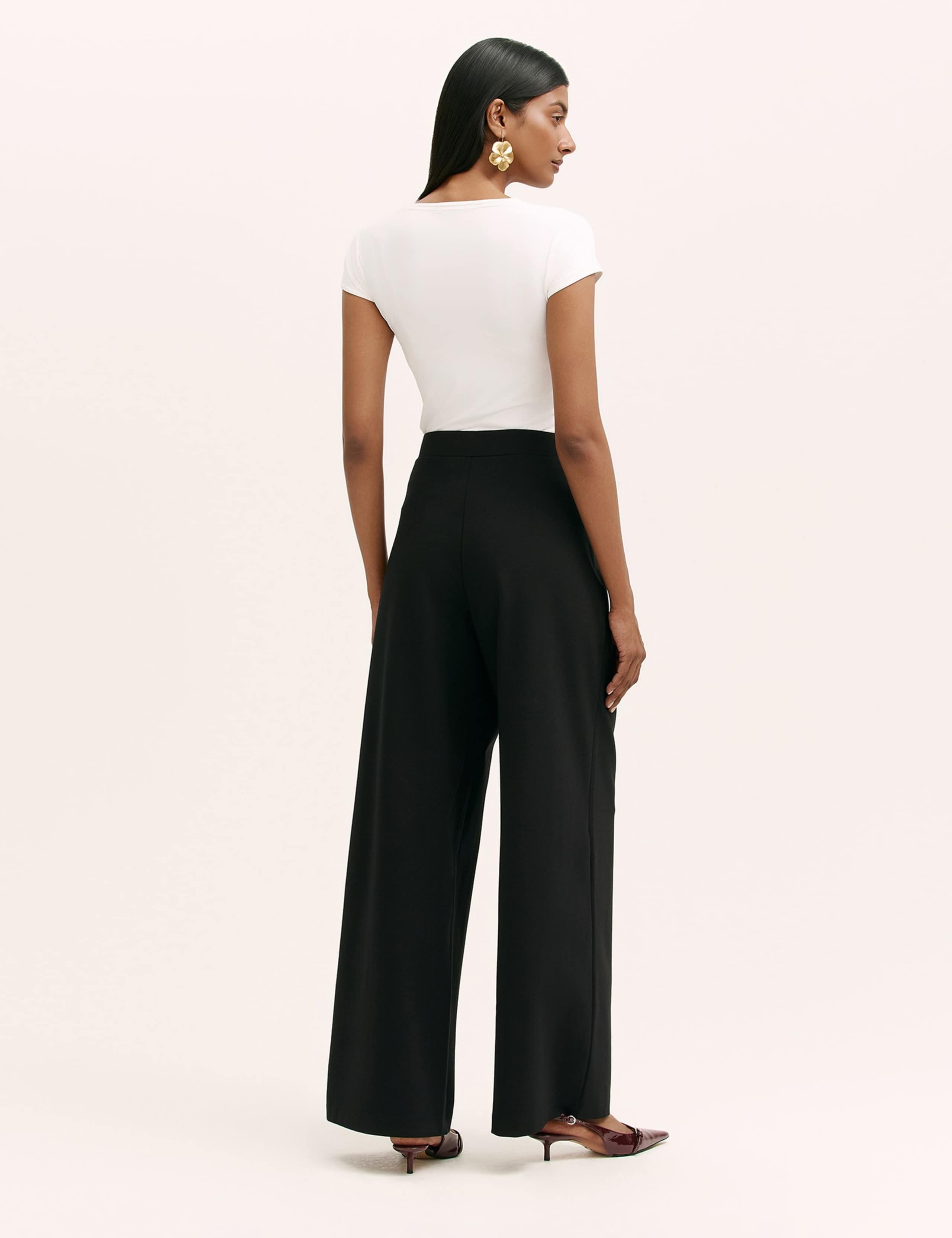 Jersey Elasticated Waist Wide Leg Trousers 4 of 5