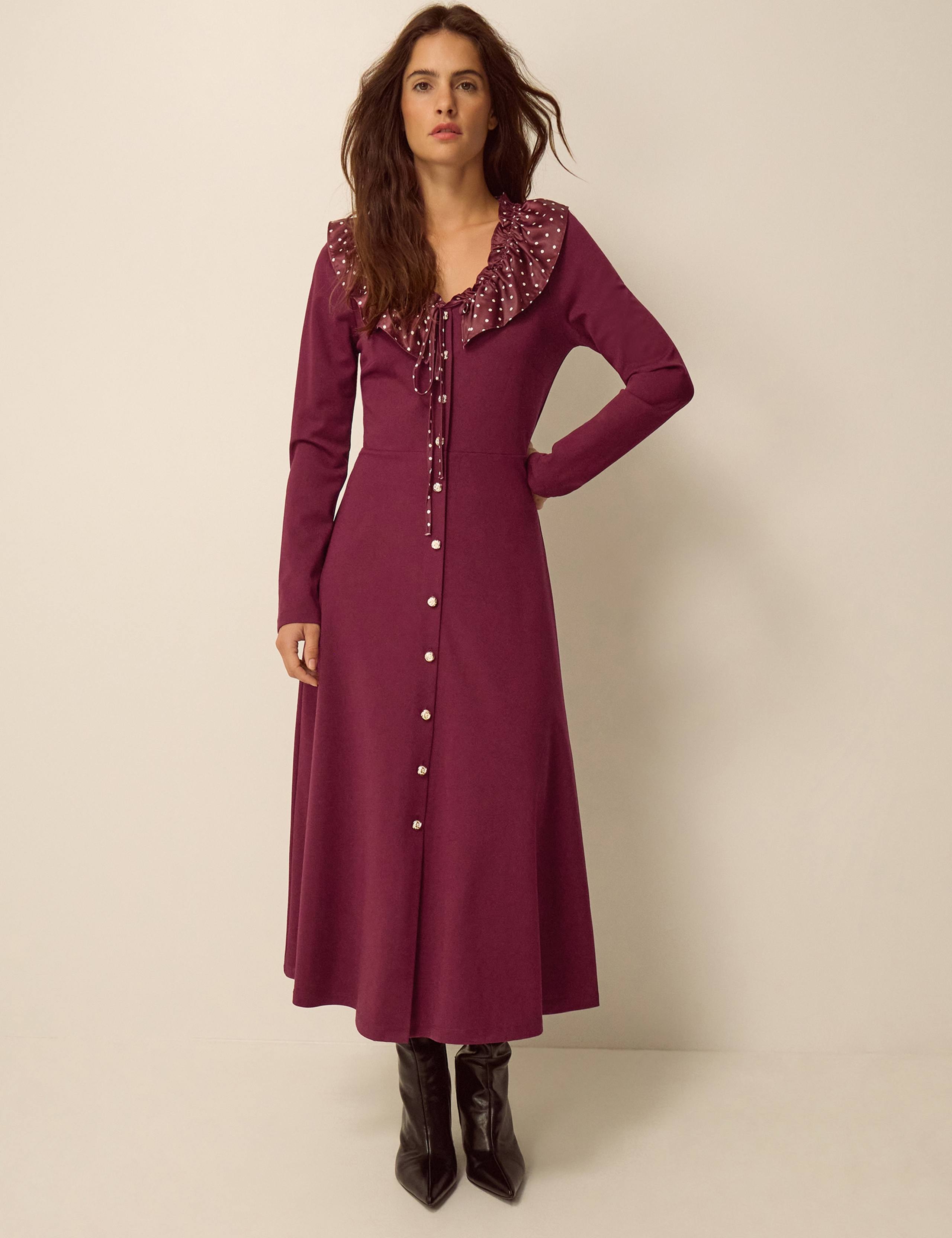 Jersey V-Neck Midi Skater Dress 1 of 4