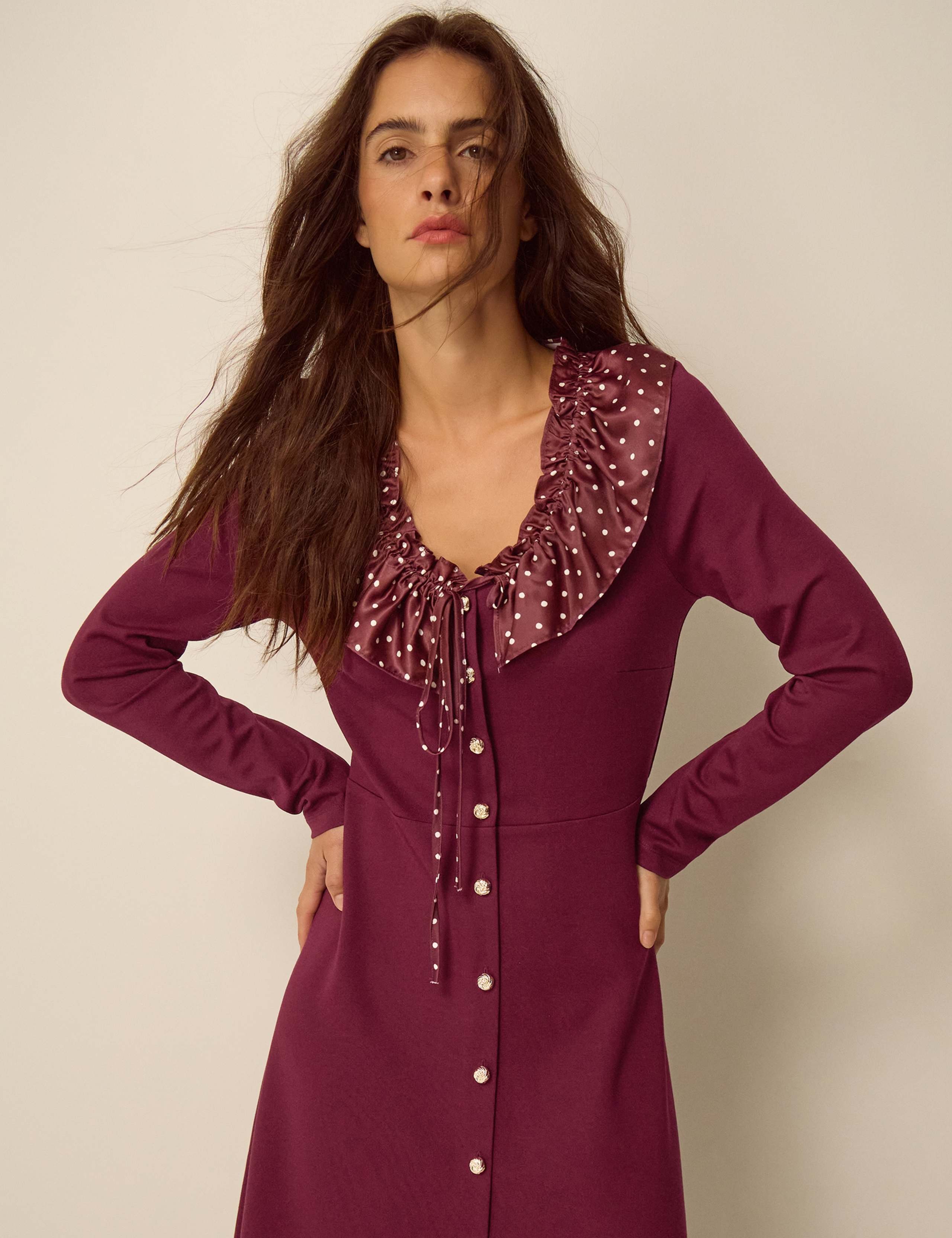 Jersey V-Neck Midi Skater Dress 3 of 4