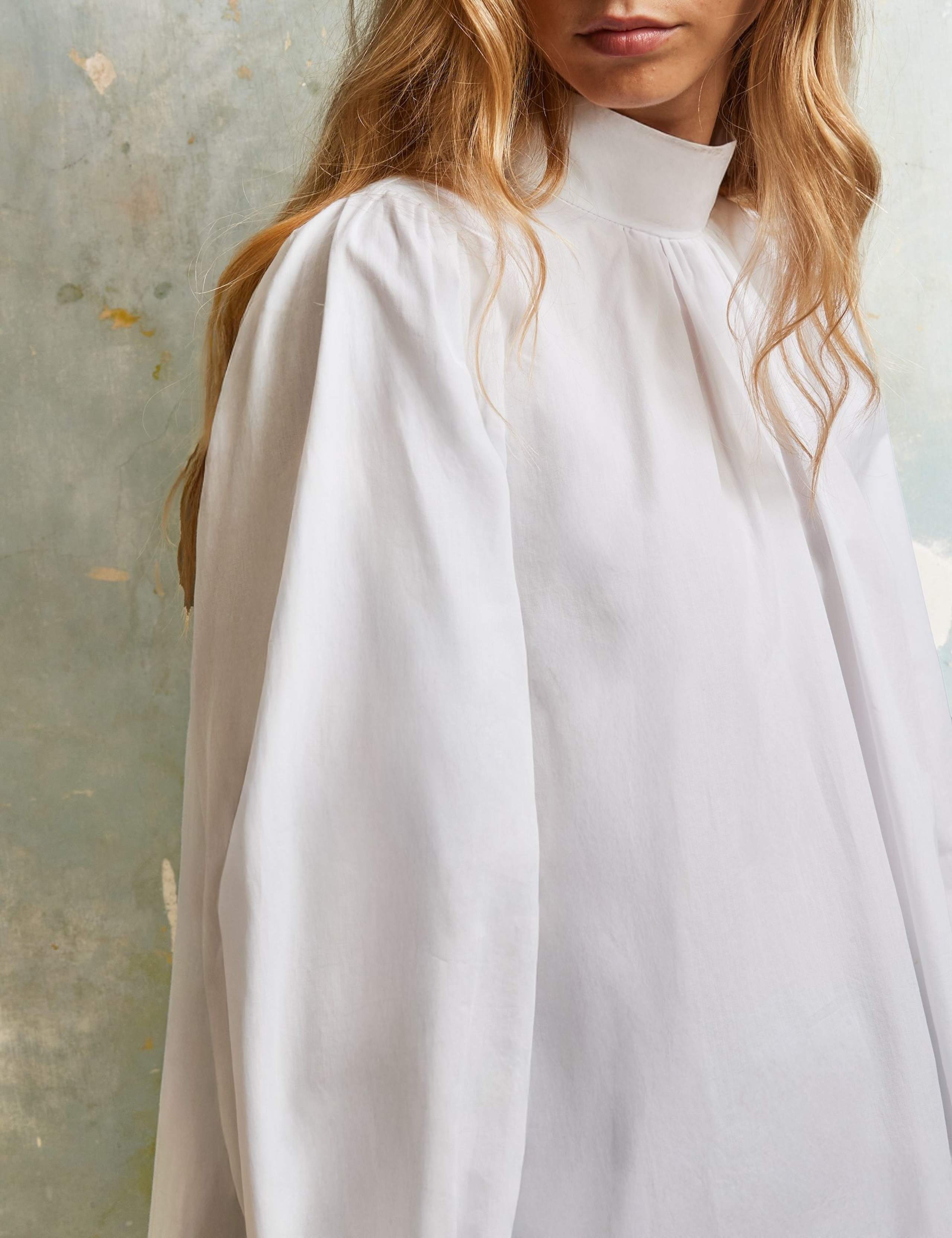 Pure Cotton High Neck Blouson Sleeve Blouse 5 of 5