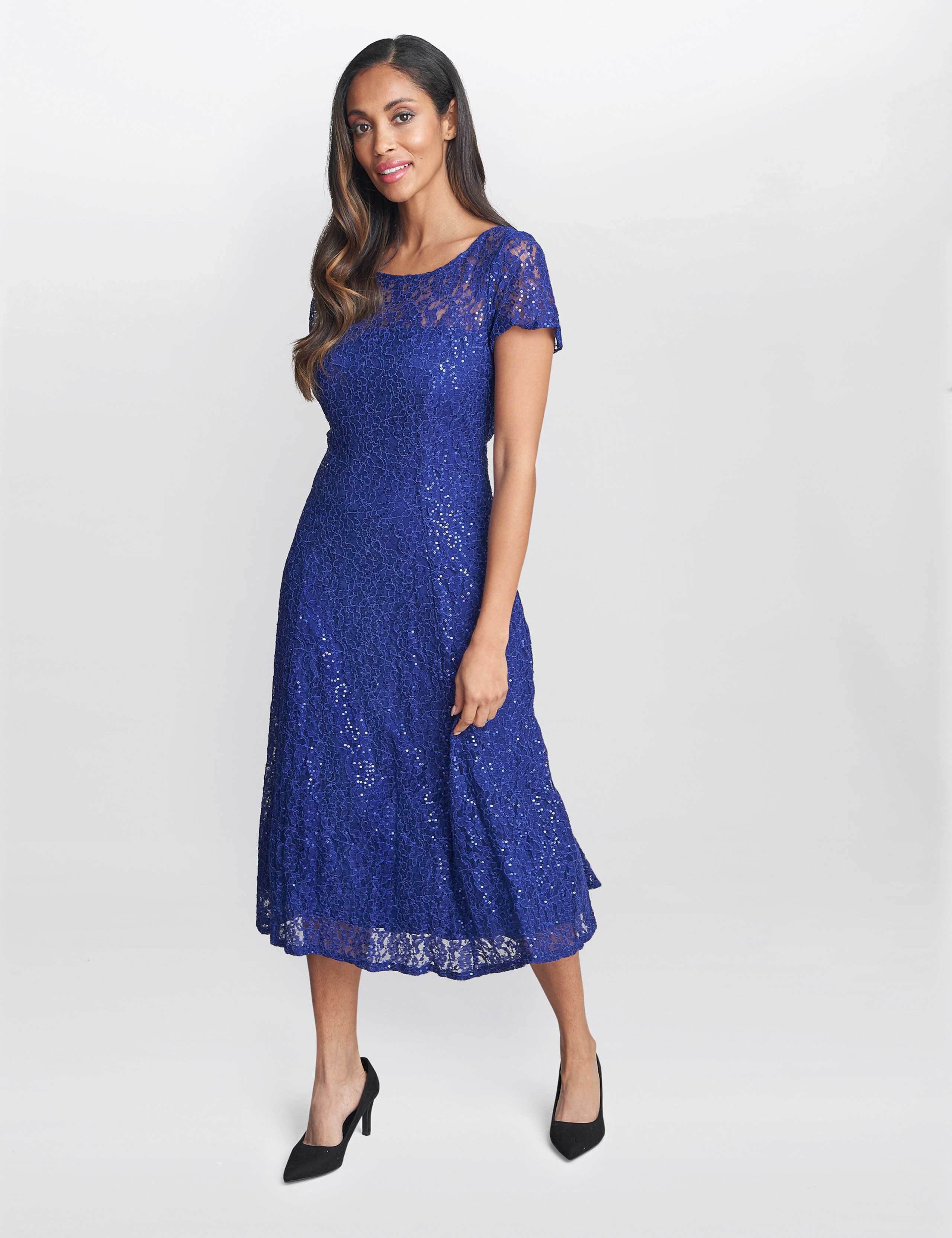 Sequin Lace Midi Swing Dress 1 of 5