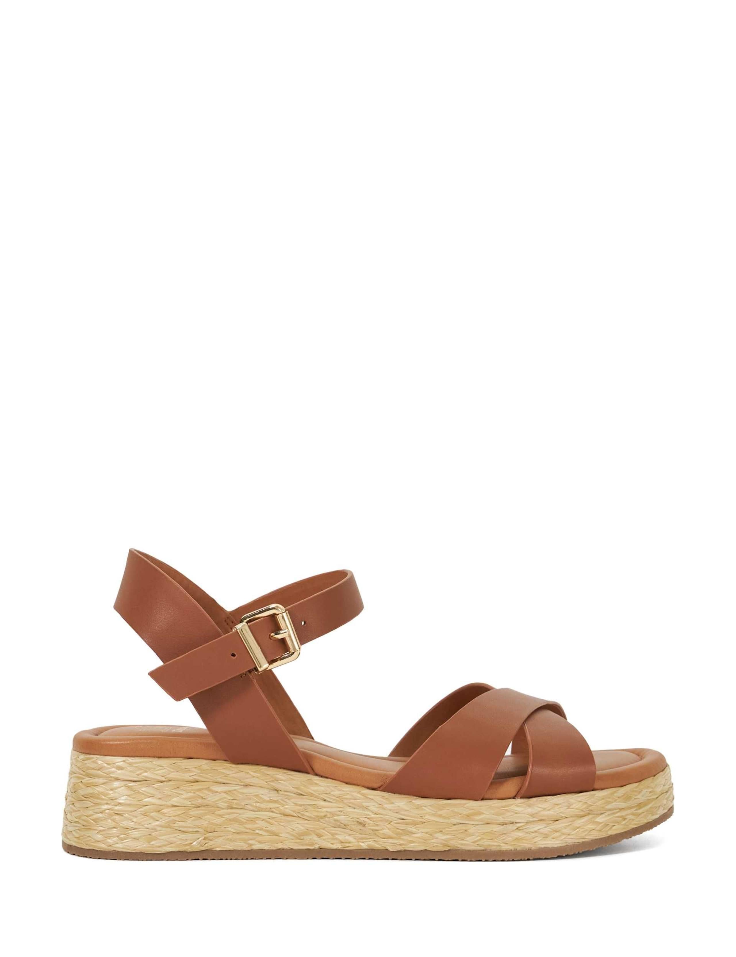 Leather Ankle Strap Wedge Espadrille Sandals 1 of 6