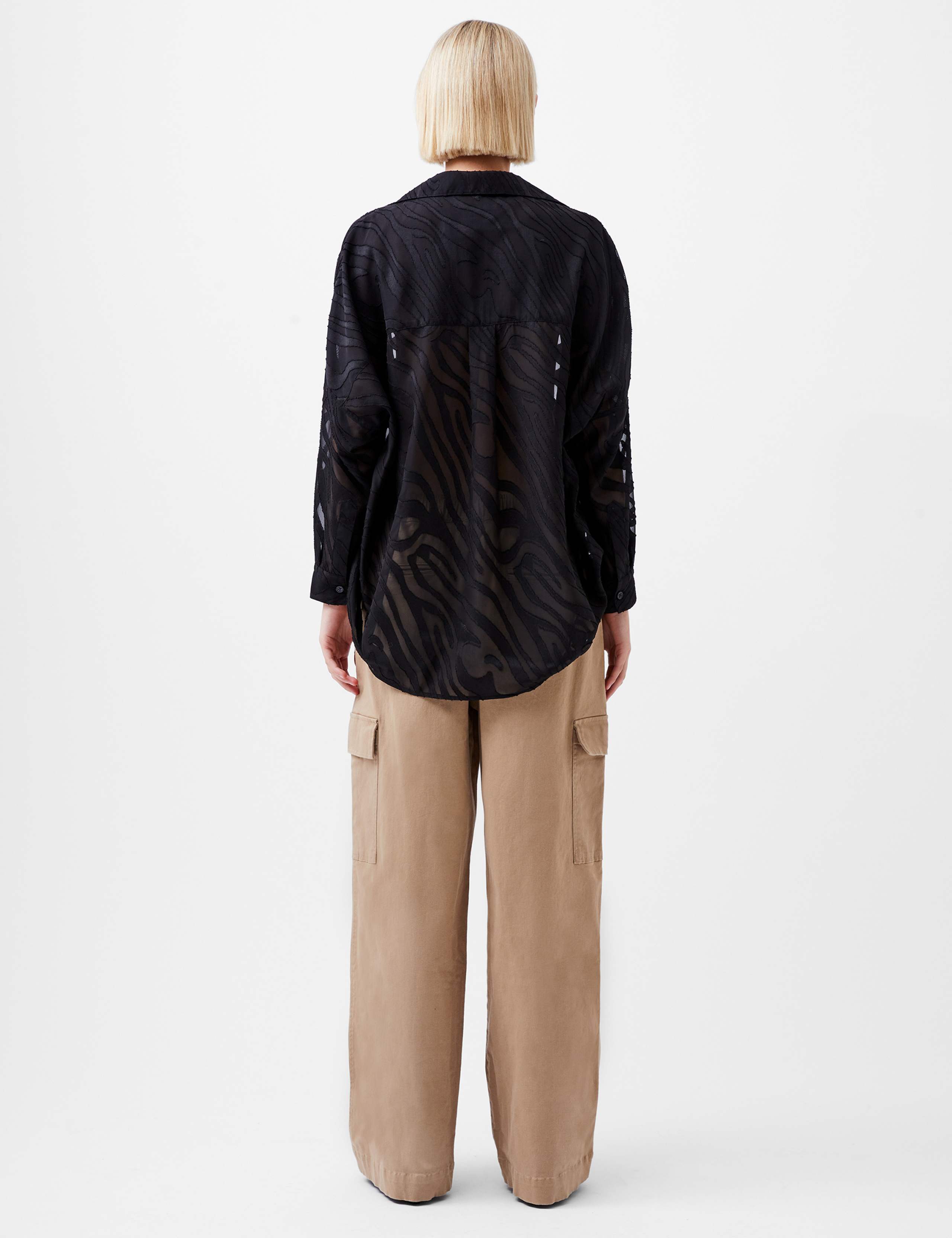 Devoré Zebra Popover Blouse 4 of 4