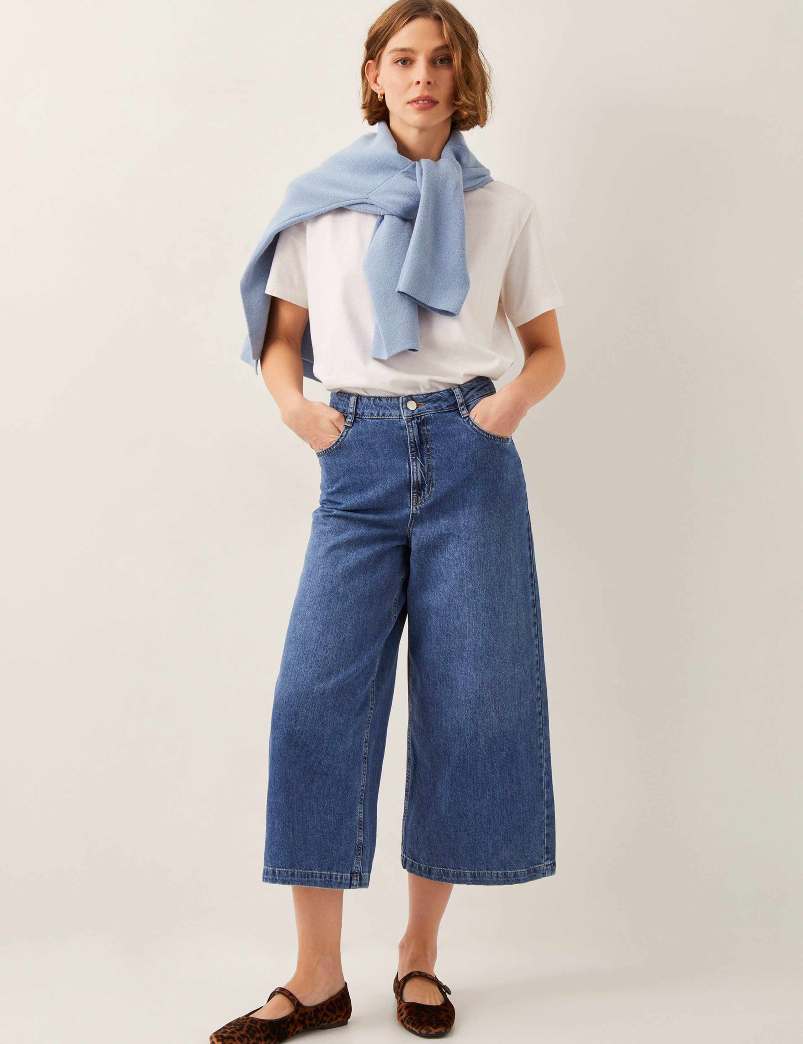 High Waisted Wide Leg Cropped Jeans 3 of 4