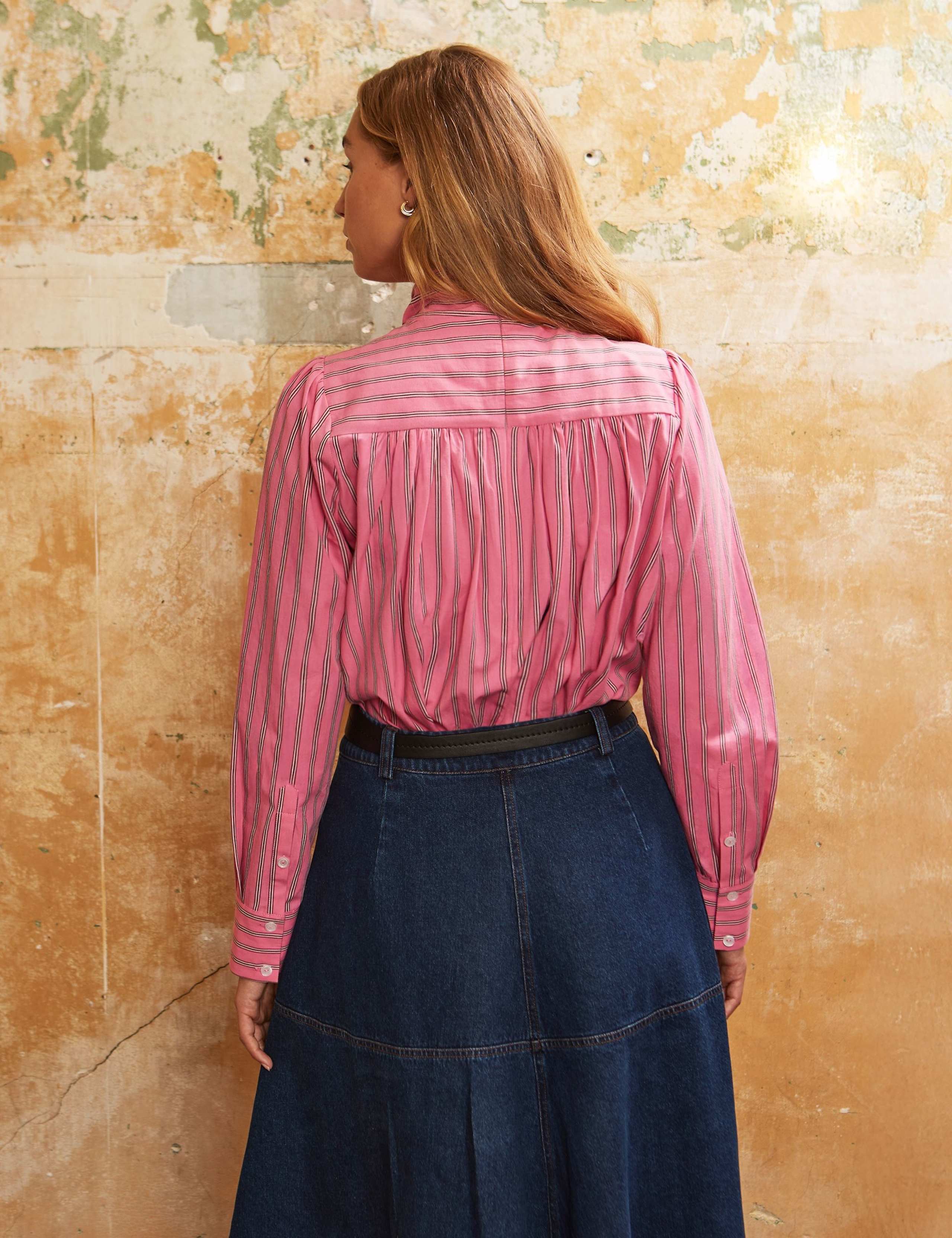 Pure Cotton Stripe Bow Shirt 3 of 5