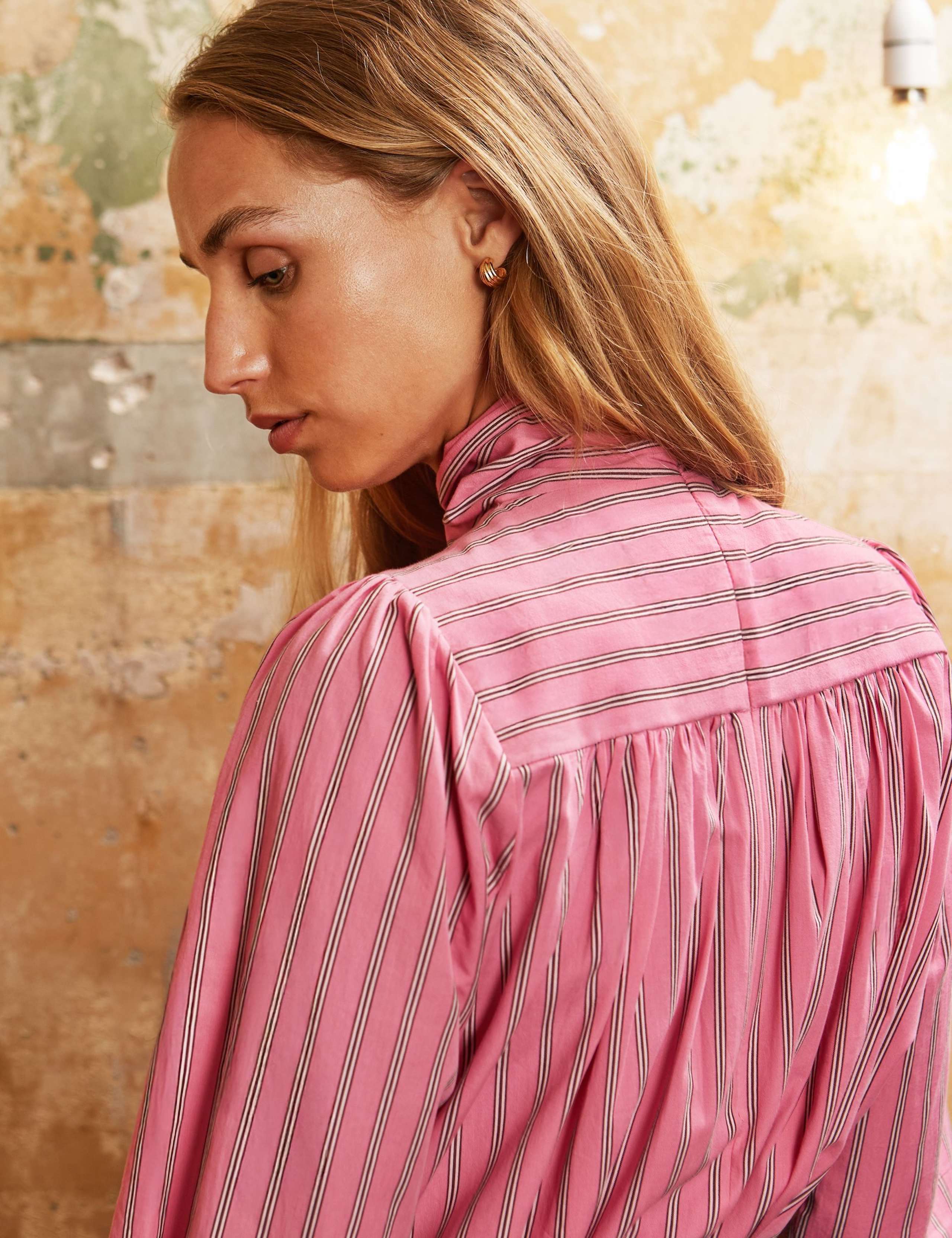 Pure Cotton Stripe Bow Shirt 5 of 5