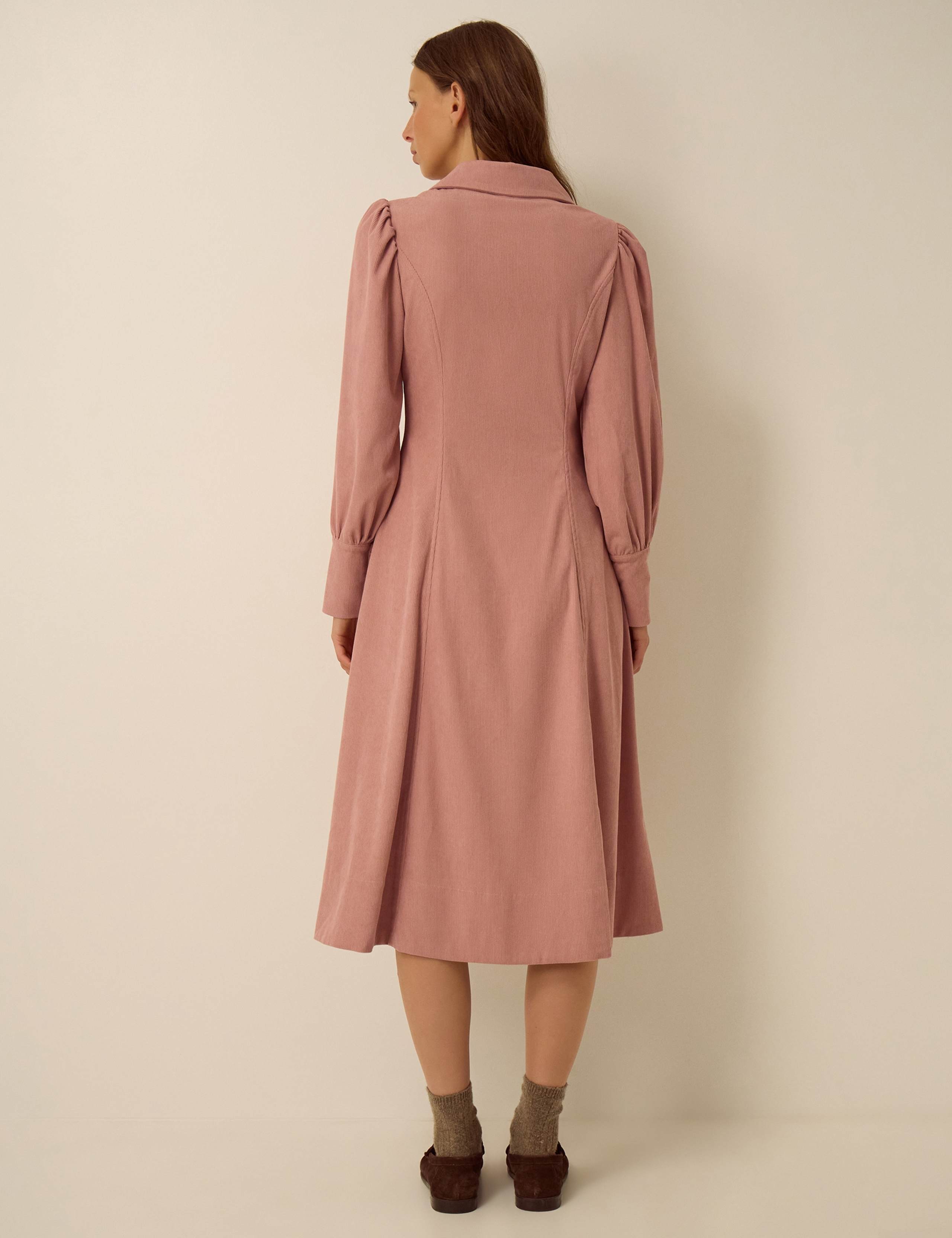Cord Blouson Sleeve Midi Shirt Dress 5 of 5