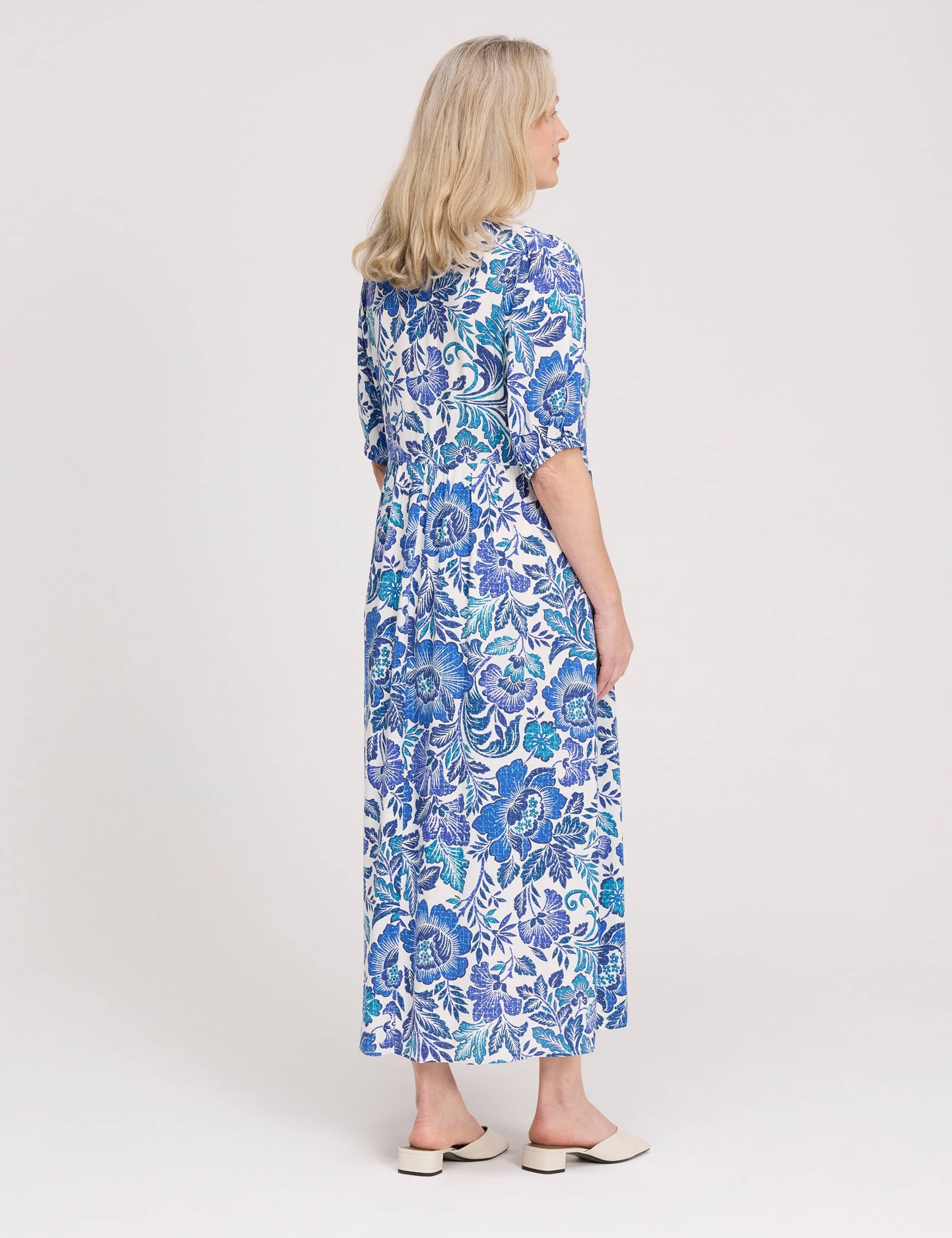 Floral V-Neck Midi Waisted Dress 4 of 5