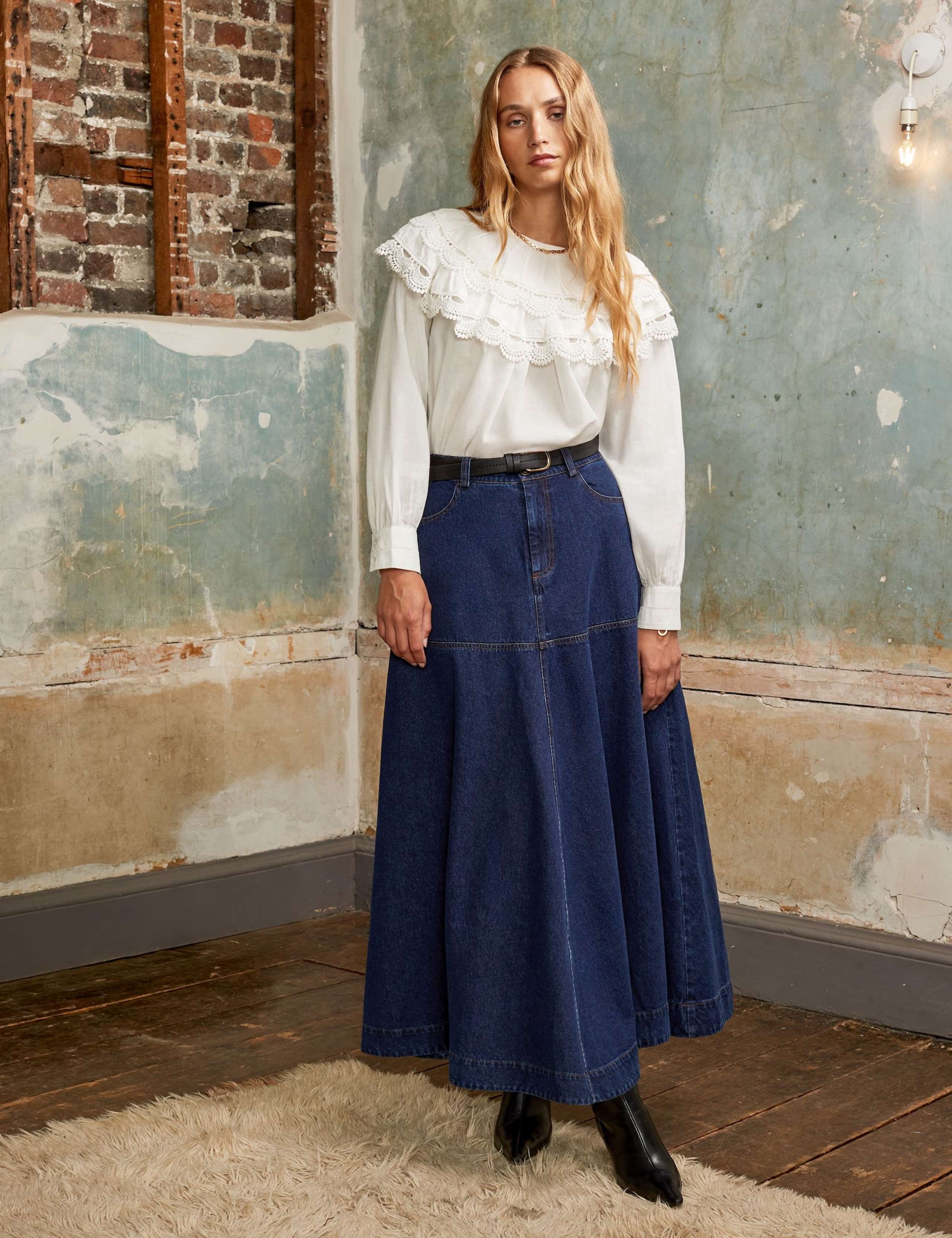 Pure Cotton Denim Midaxi Skirt 2 of 5