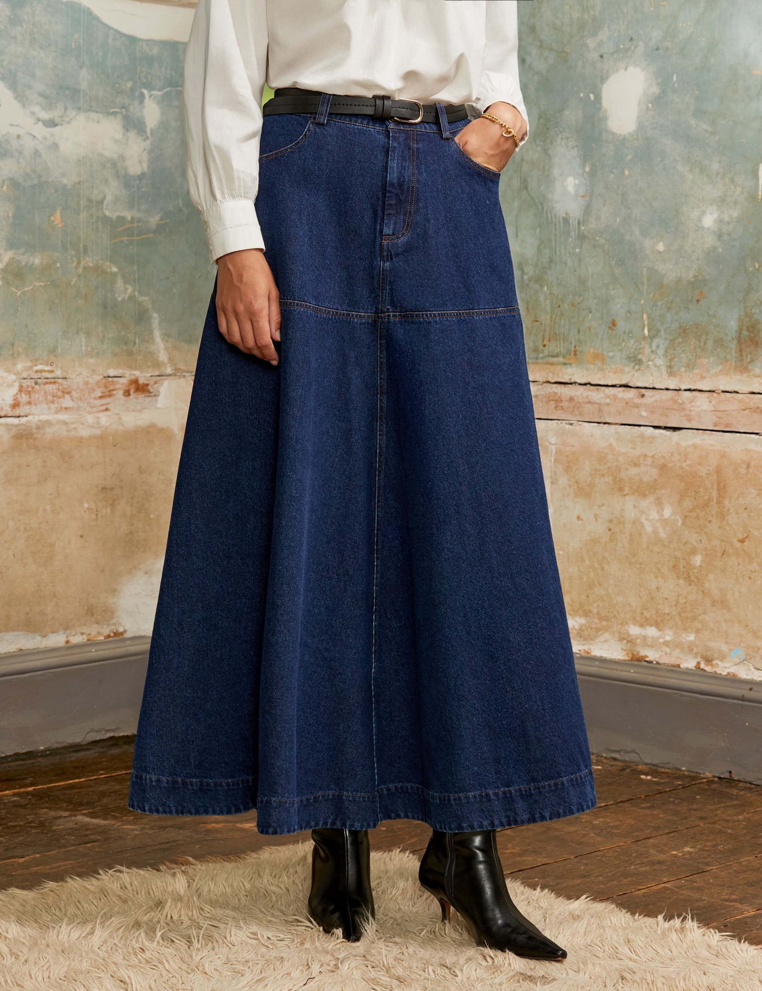 Pure Cotton Denim Midaxi Skirt 3 of 5