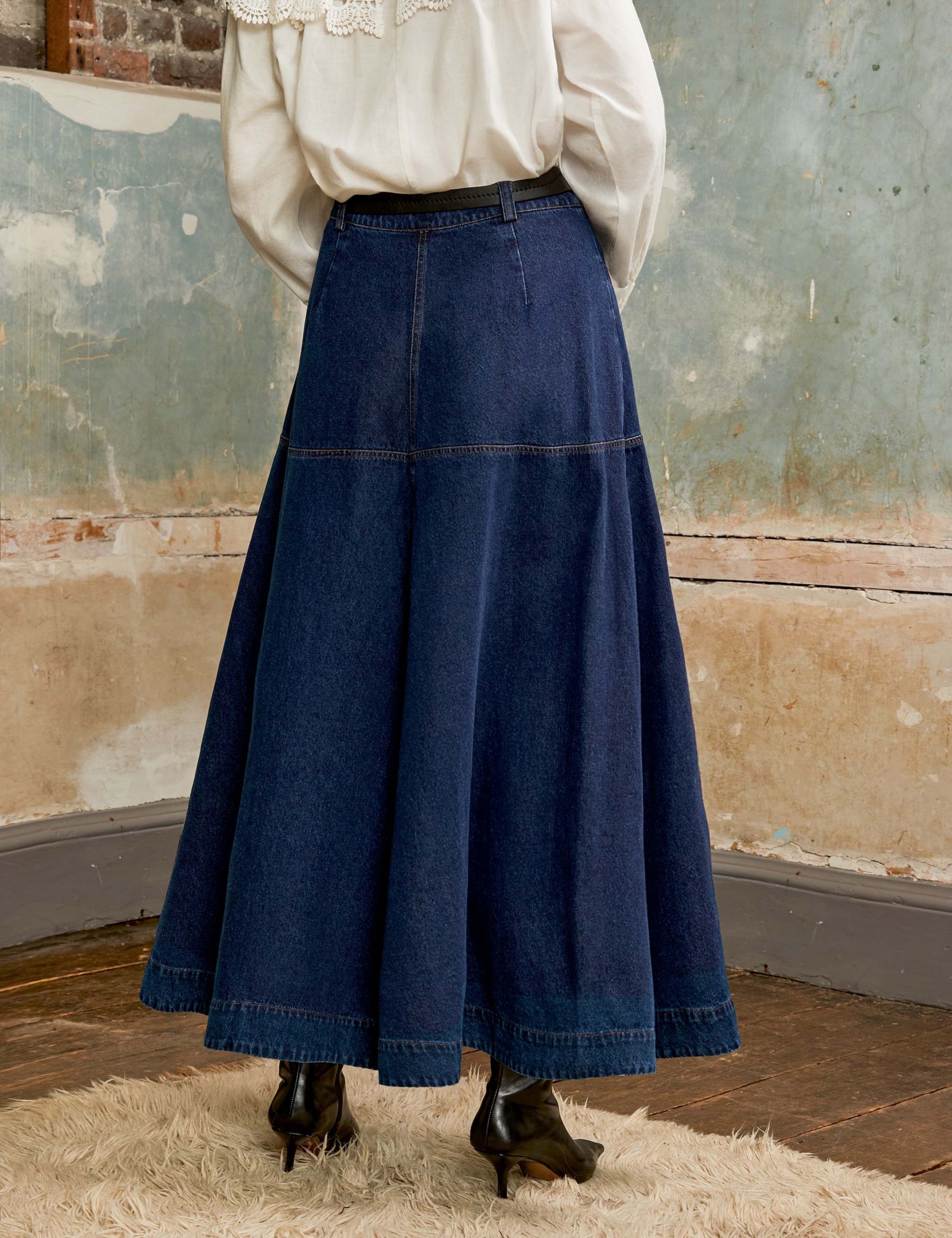 Pure Cotton Denim Midaxi Skirt 4 of 5