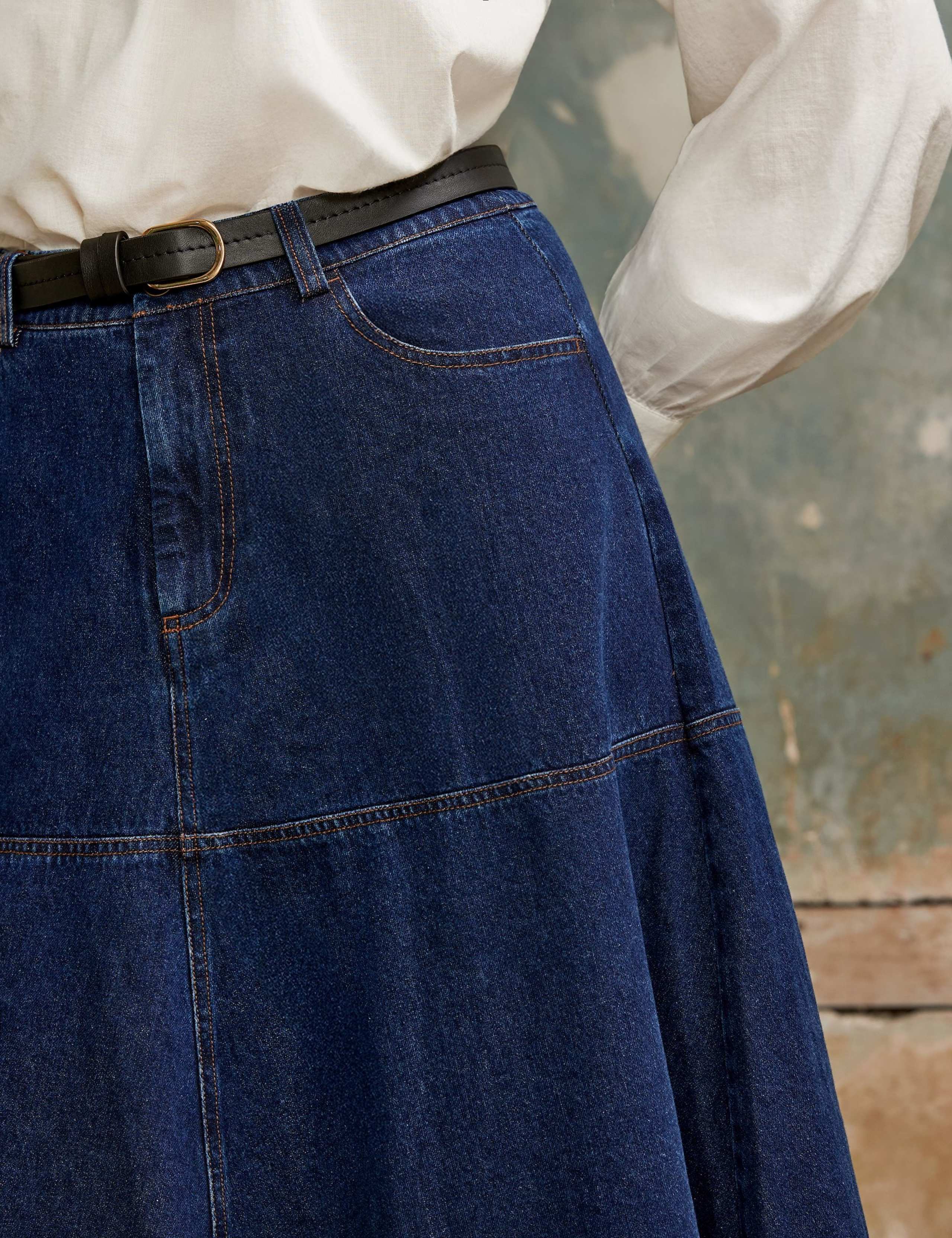 Pure Cotton Denim Midaxi Skirt 5 of 5