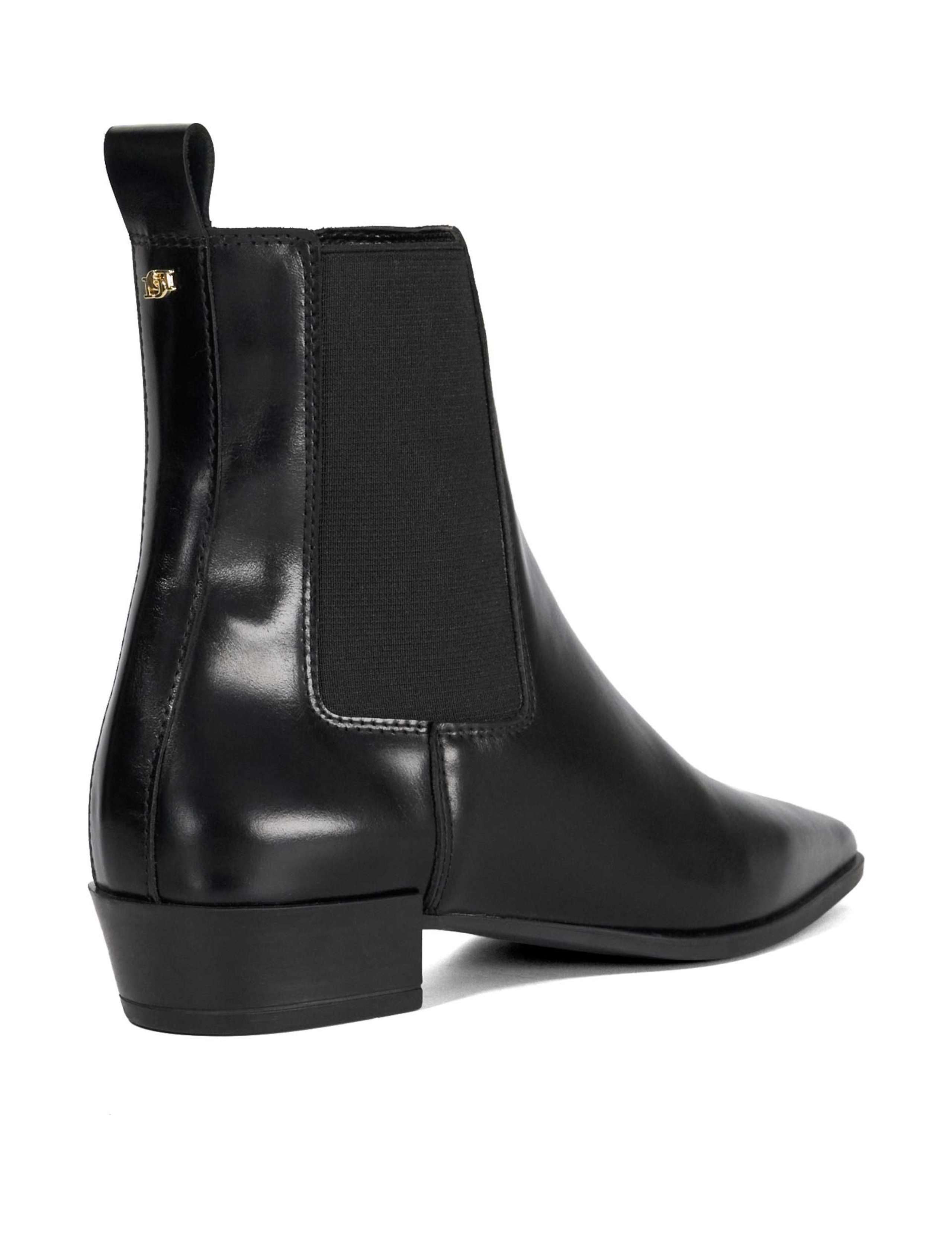 Leather Chisel Toe Western Chelsea Ankle Boots 3 of 5