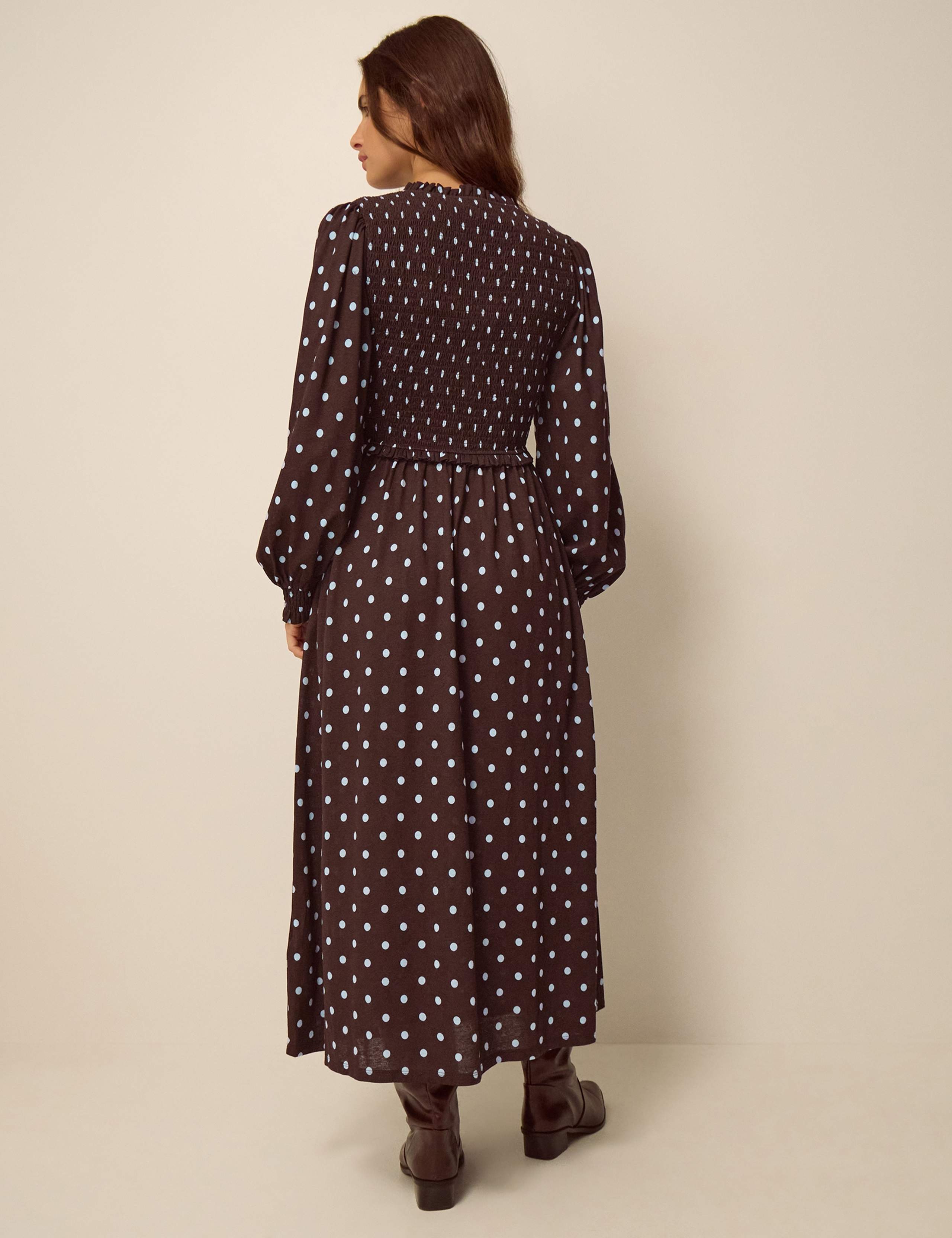 Jersey Polka Dot V-Neck Midi Skater Dress 4 of 4