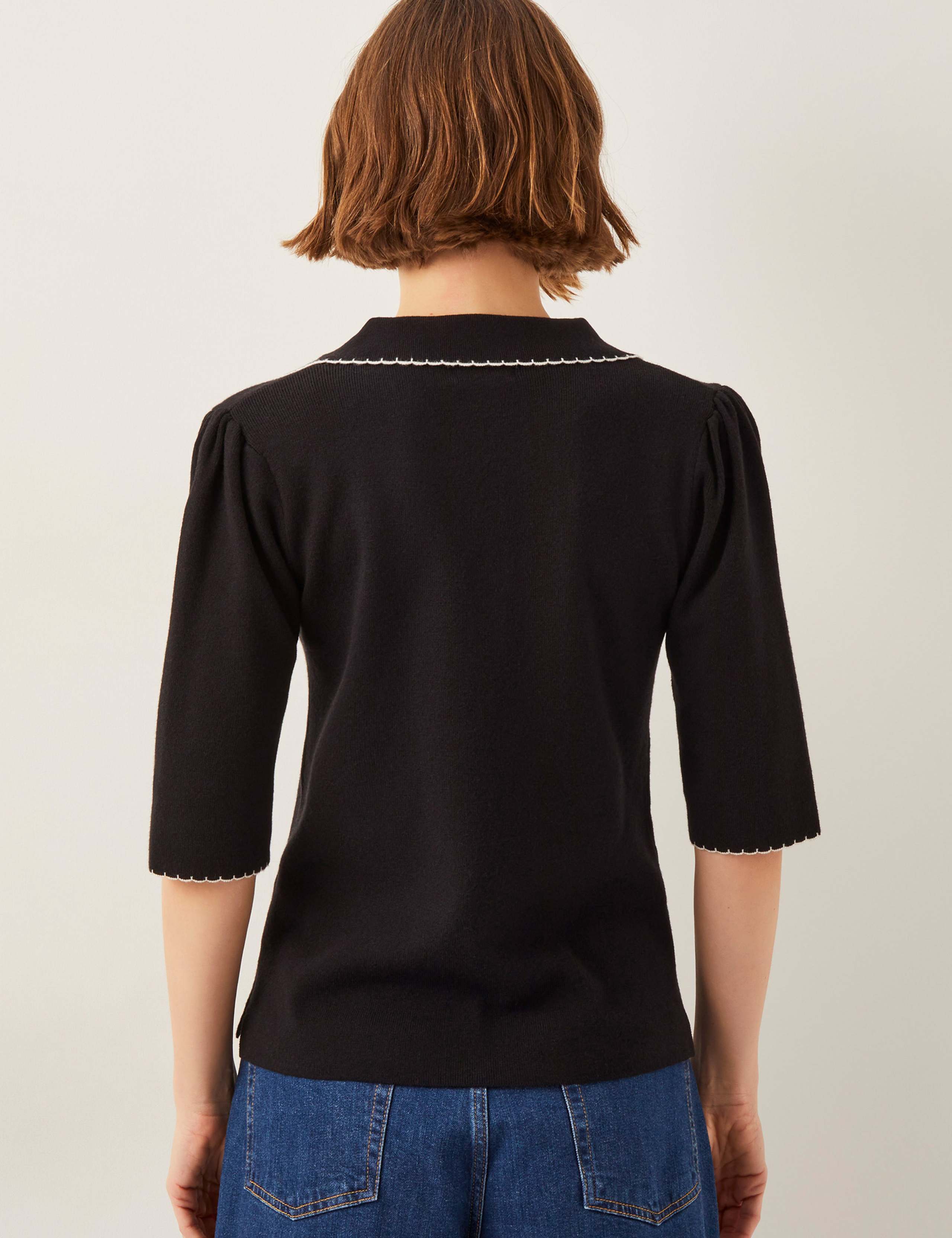 Collared V-Neck Contrast Trim Jumper 4 of 4