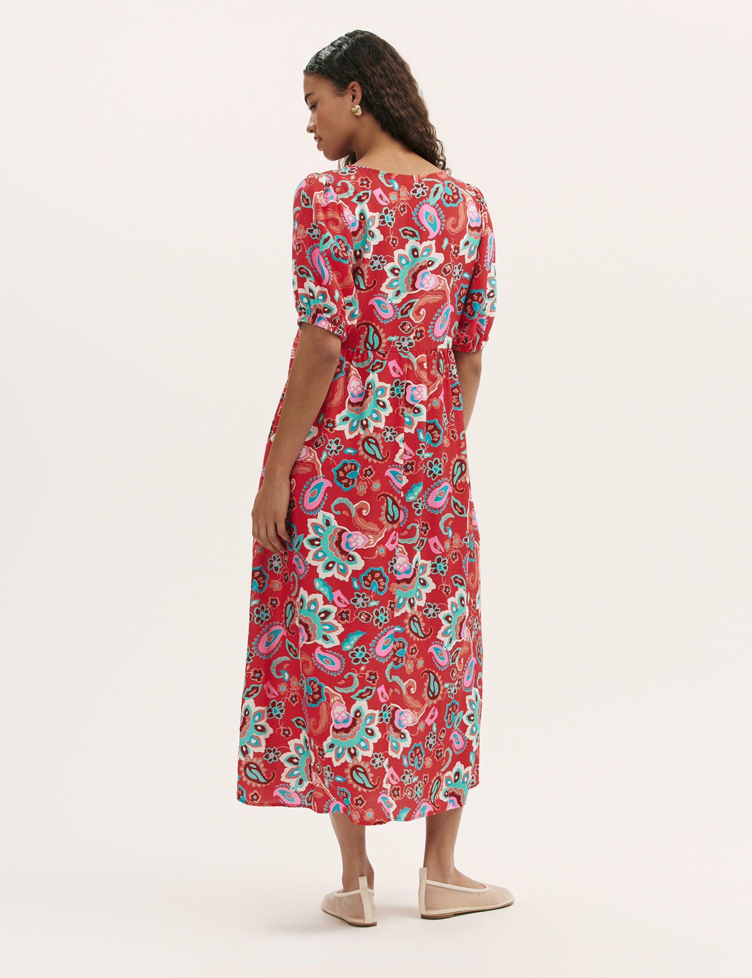 Floral V-Neck Midi Smock Dress 2 of 4
