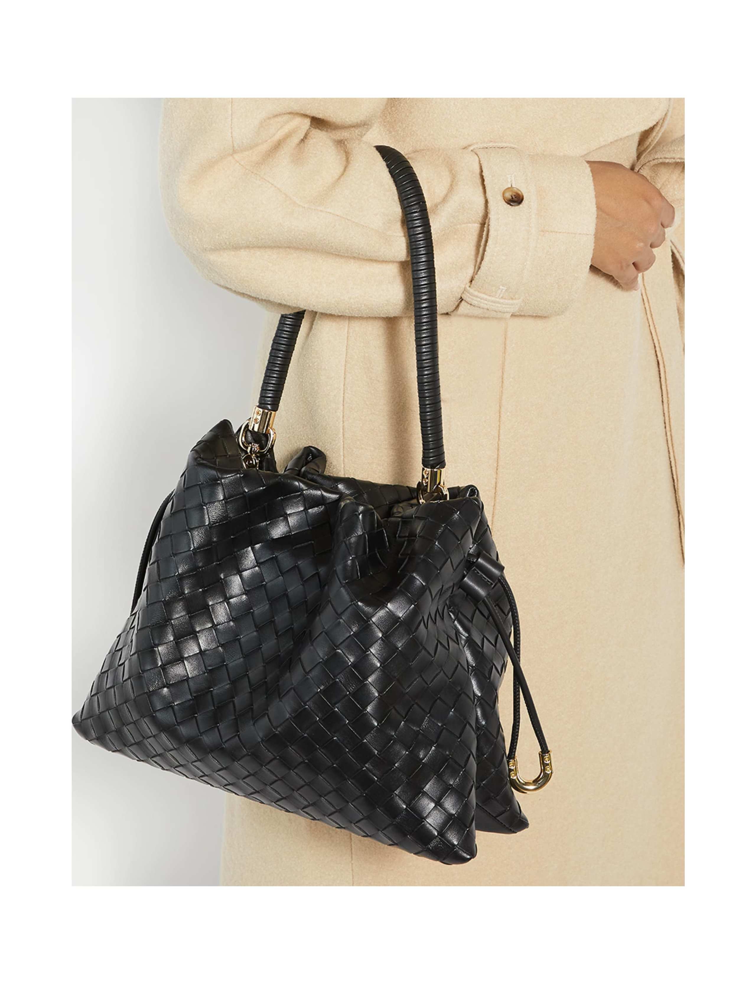 Leather Woven Grab Bag 2 of 6