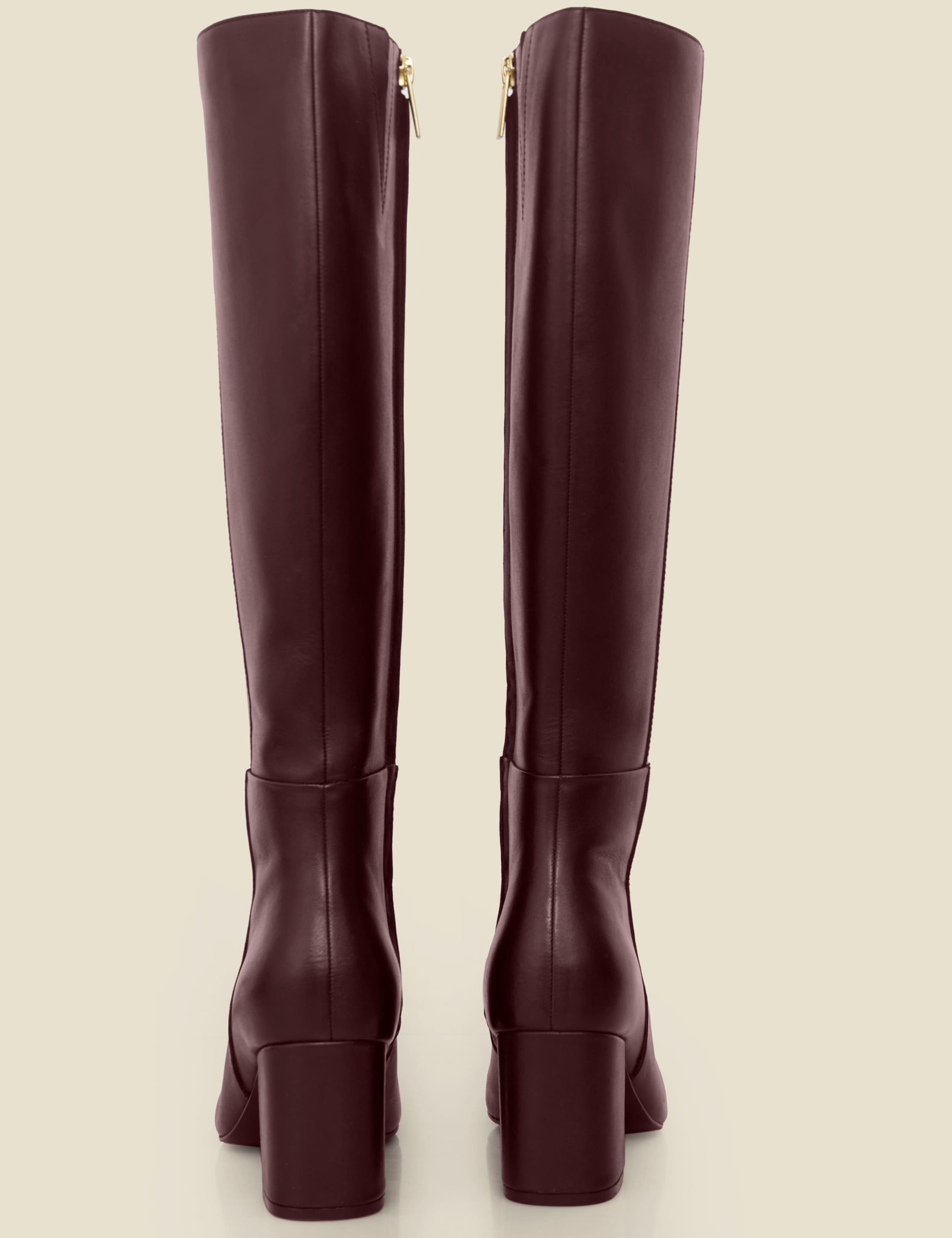 Leather Block Heel Knee High Boots 3 of 4
