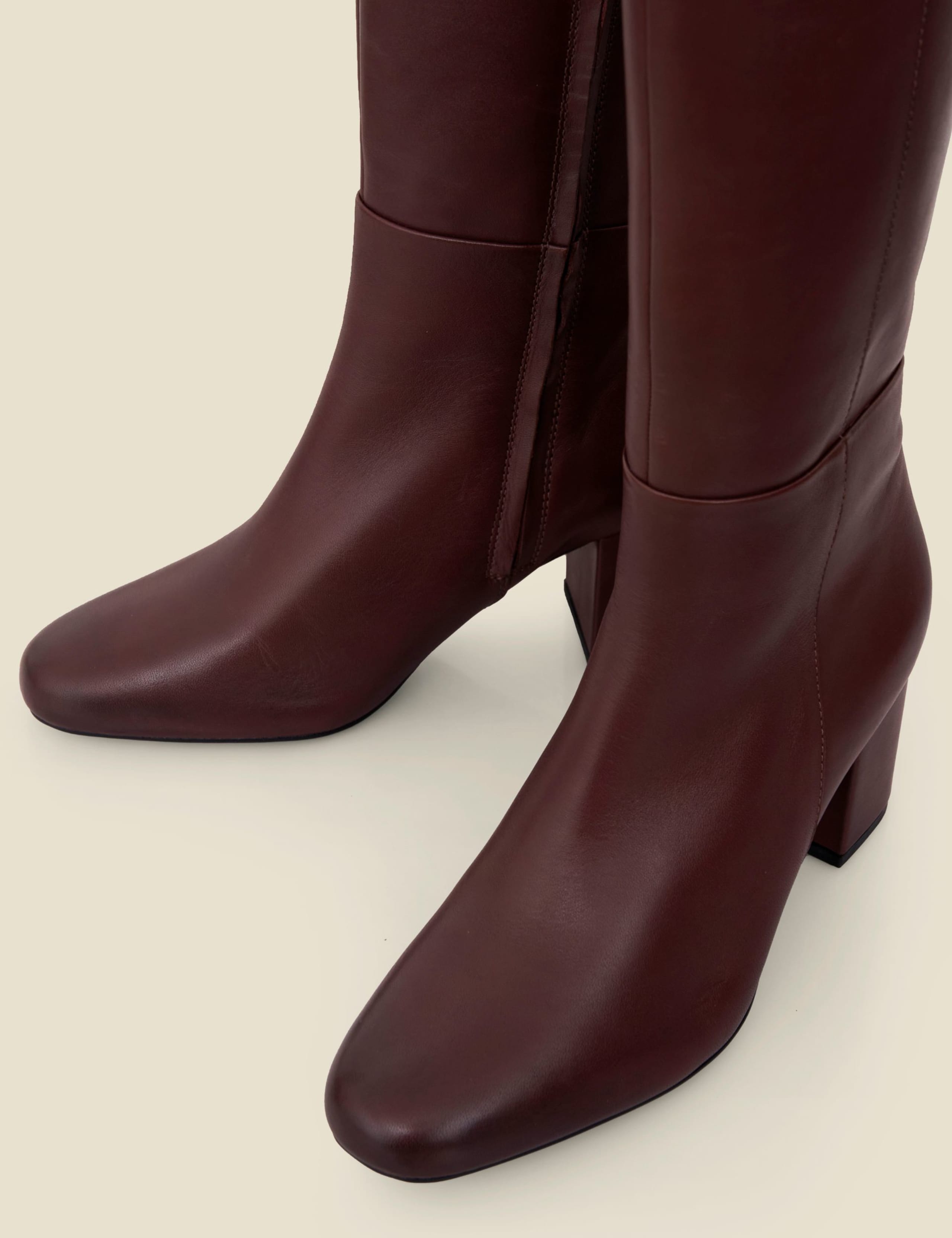Leather Block Heel Knee High Boots 4 of 4