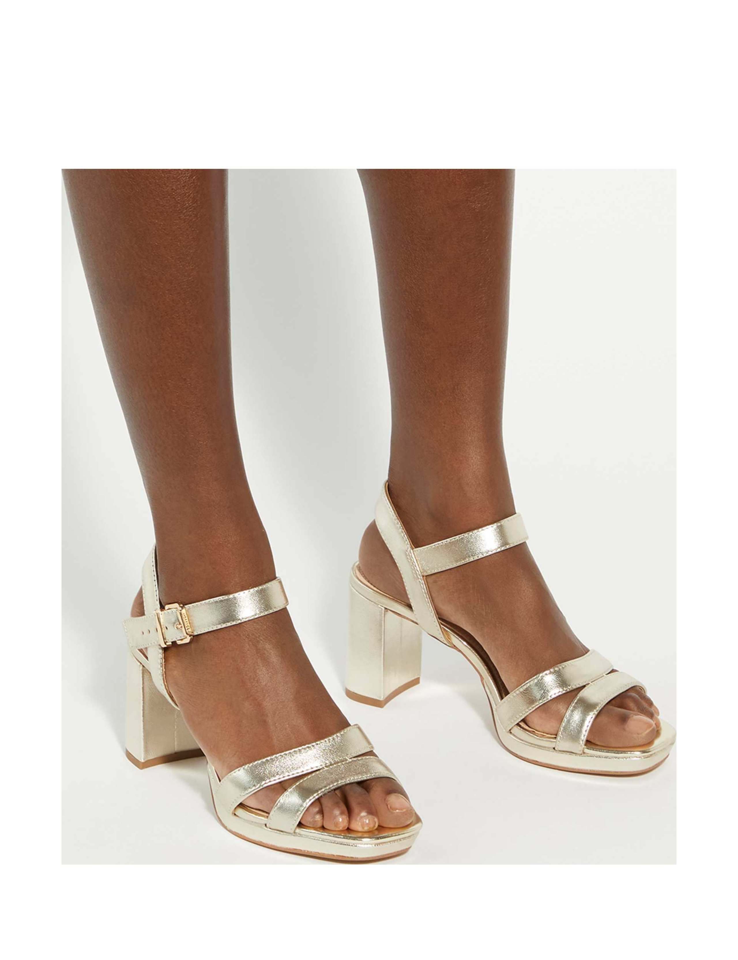 Leather Metallic Platform Block Heel Sandals 5 of 6