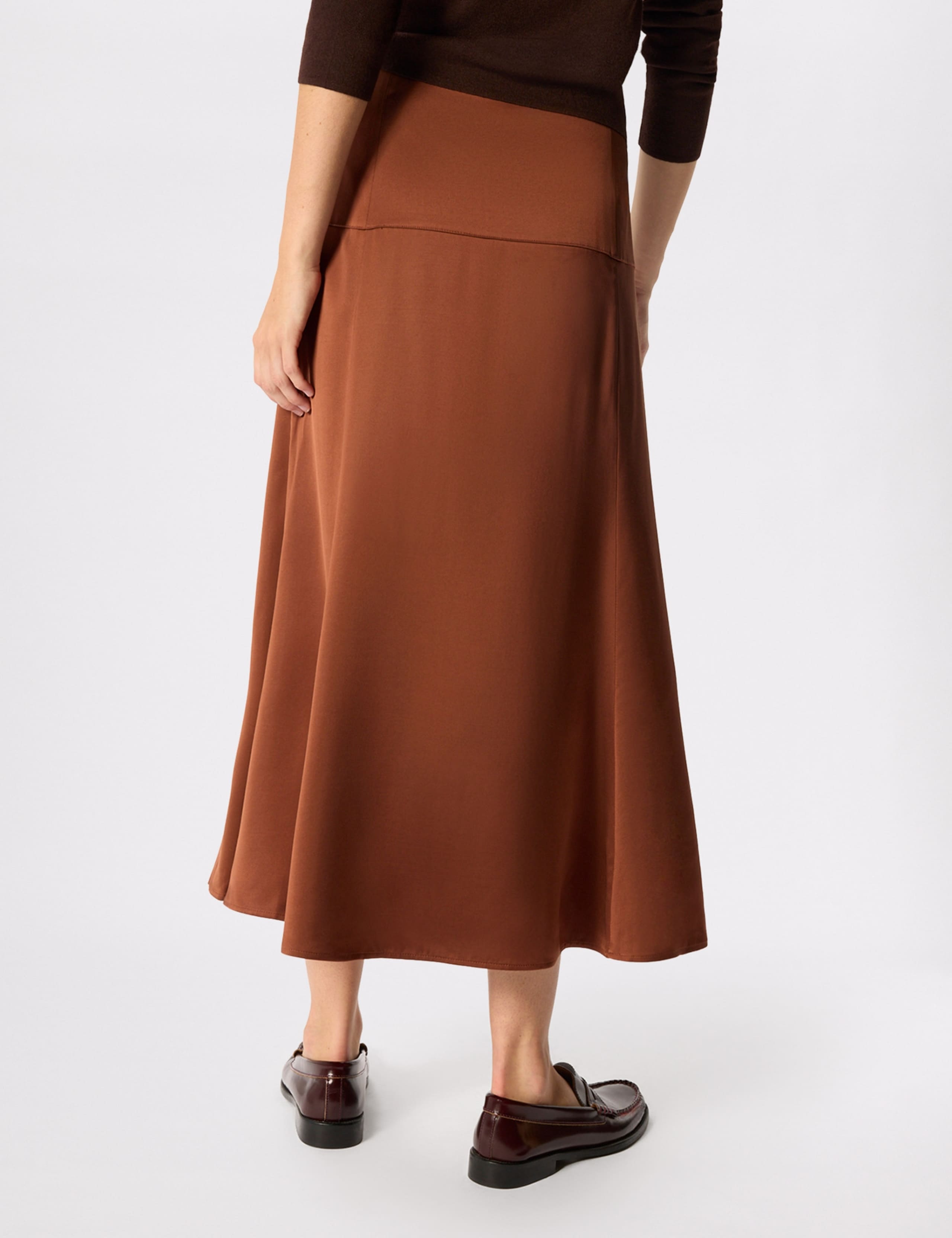 Satin Midi A-Line Skirt 4 of 6