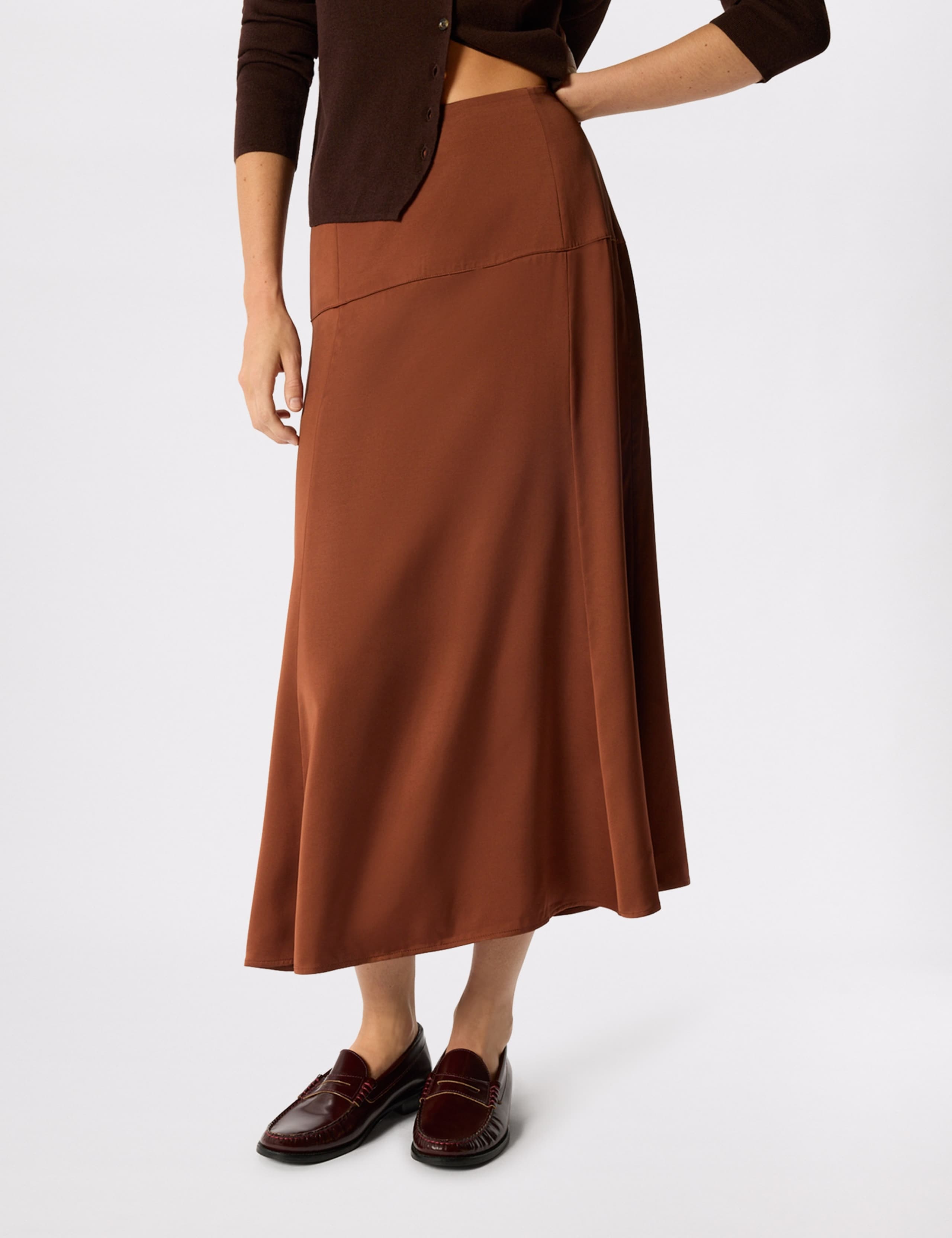 Satin Midi A-Line Skirt 5 of 6