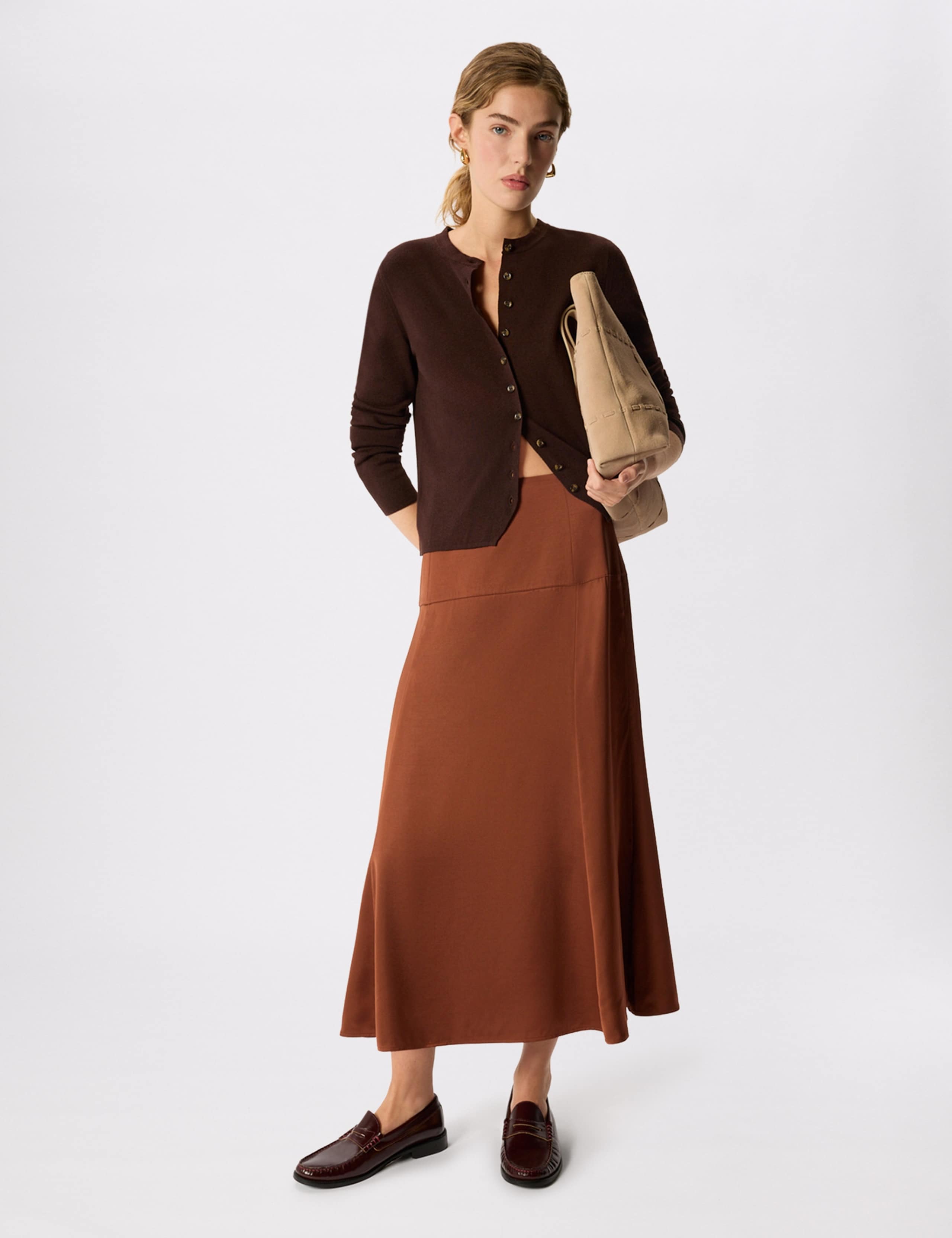 Satin Midi A-Line Skirt 6 of 6
