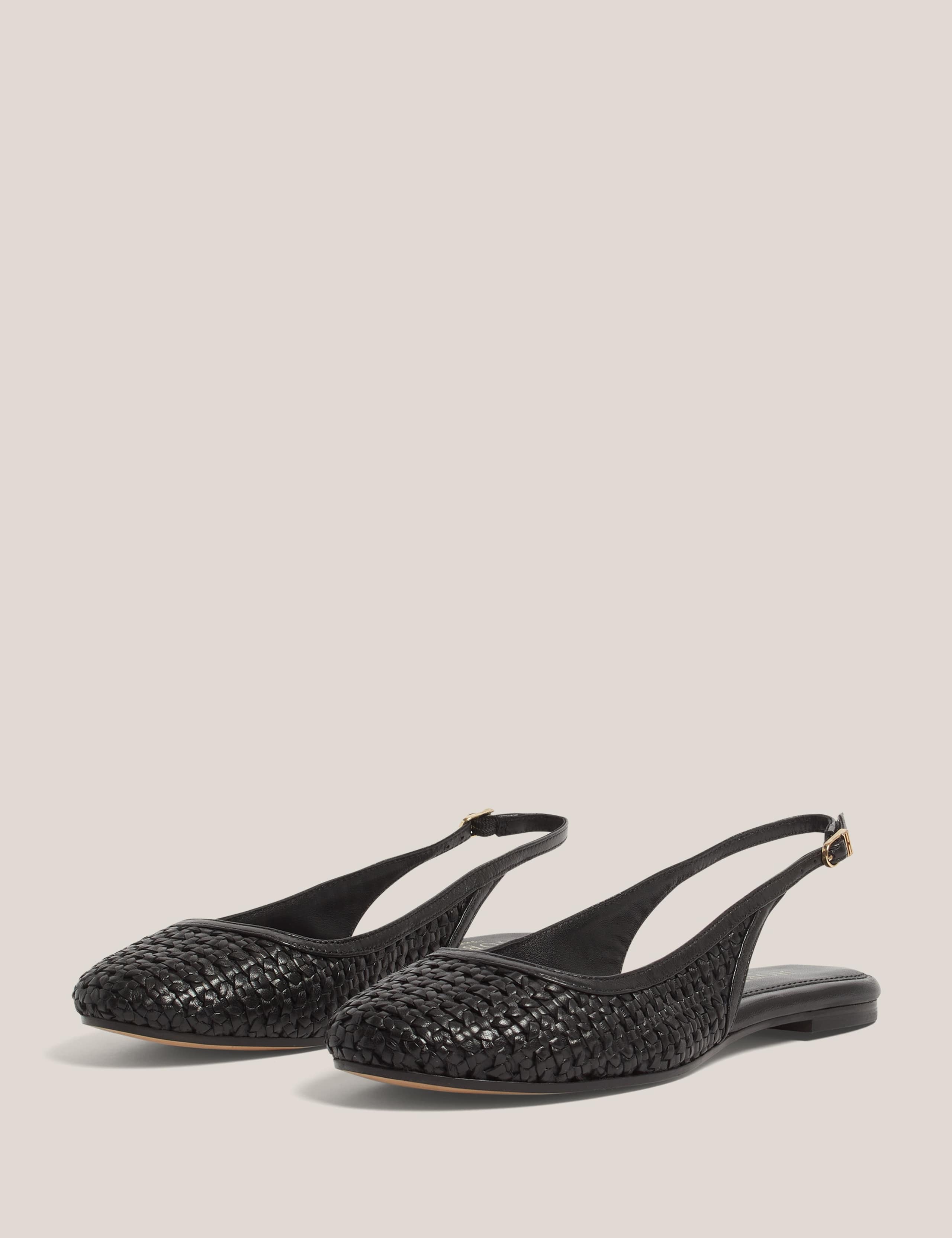 Leather Woven Slip On Flat Slingback Shoes 2 of 6