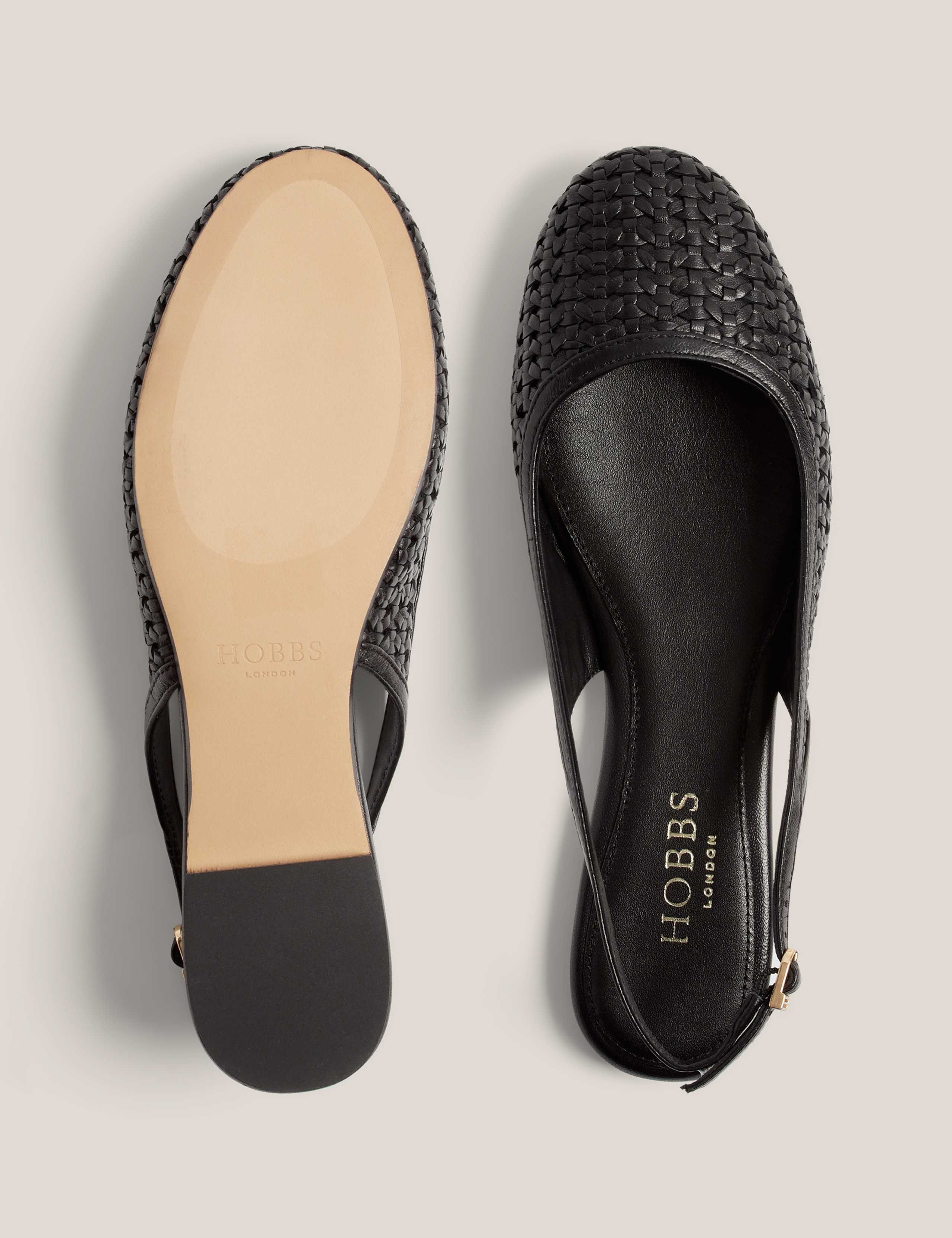 Leather Woven Slip On Flat Slingback Shoes 3 of 6