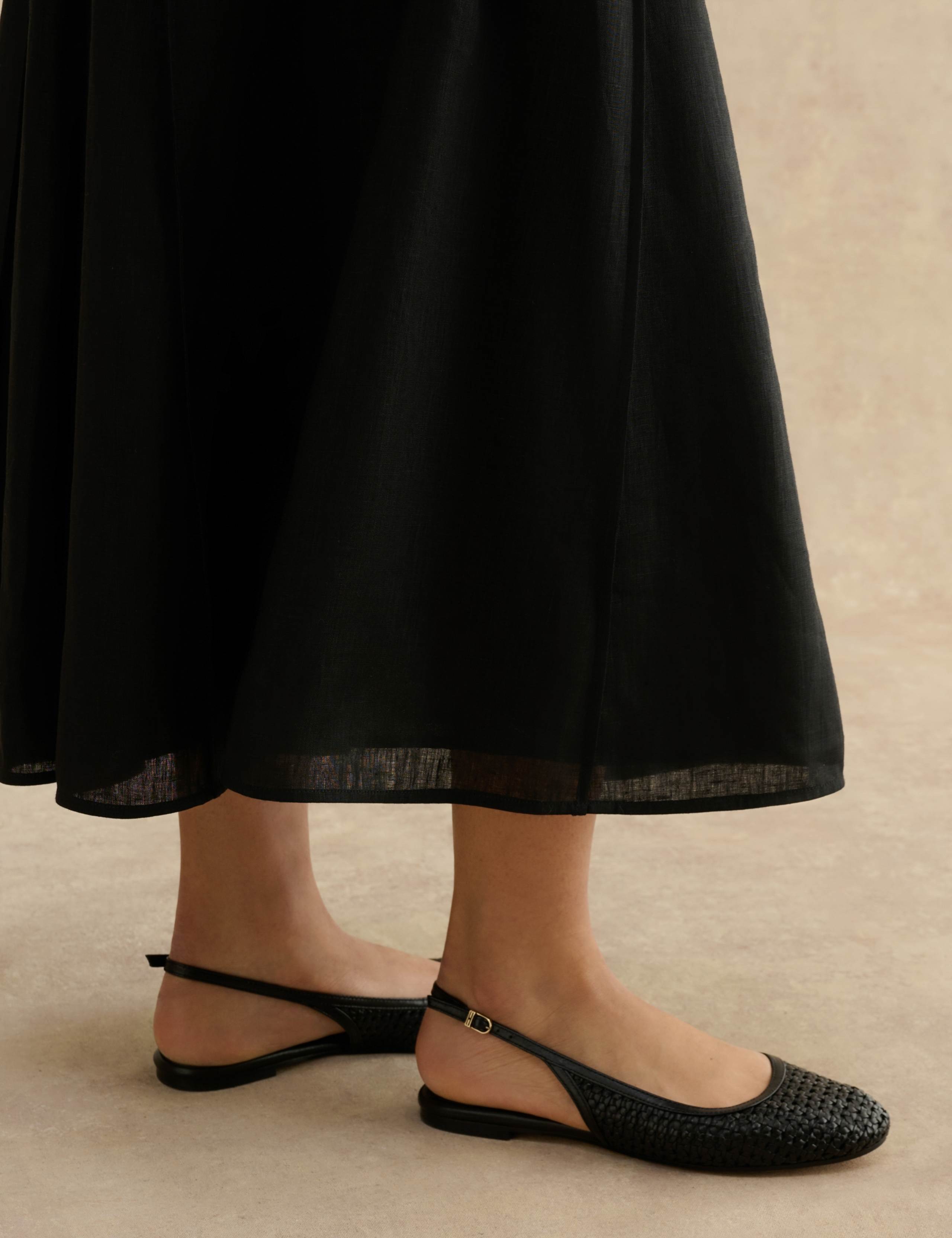 Leather Woven Slip On Flat Slingback Shoes 4 of 6