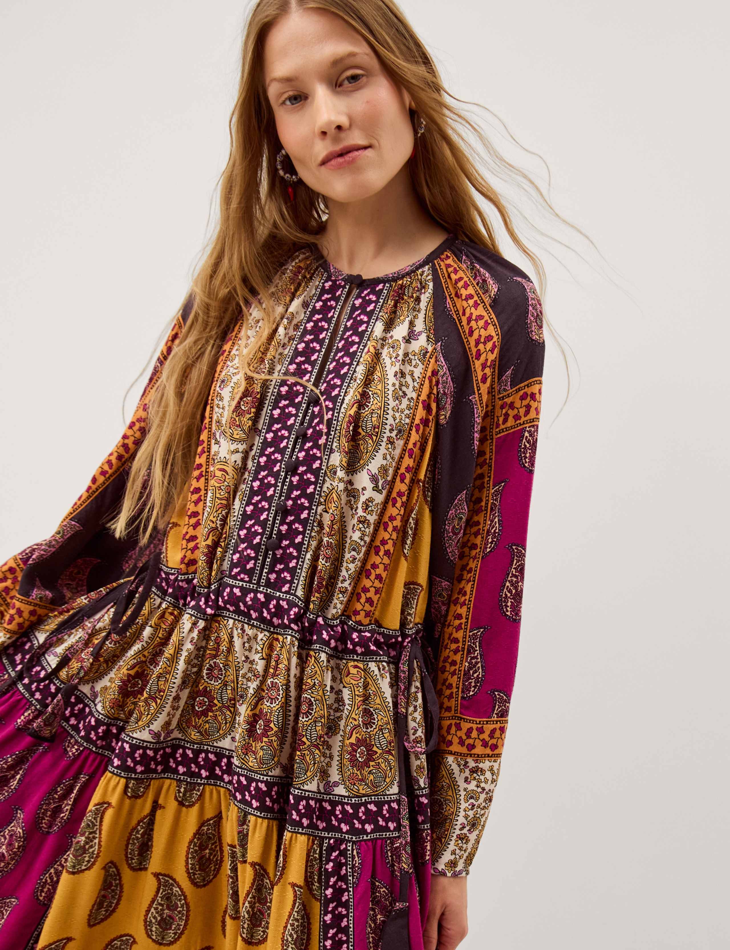 Paisley Round Neck Midi Smock Dress 4 of 5