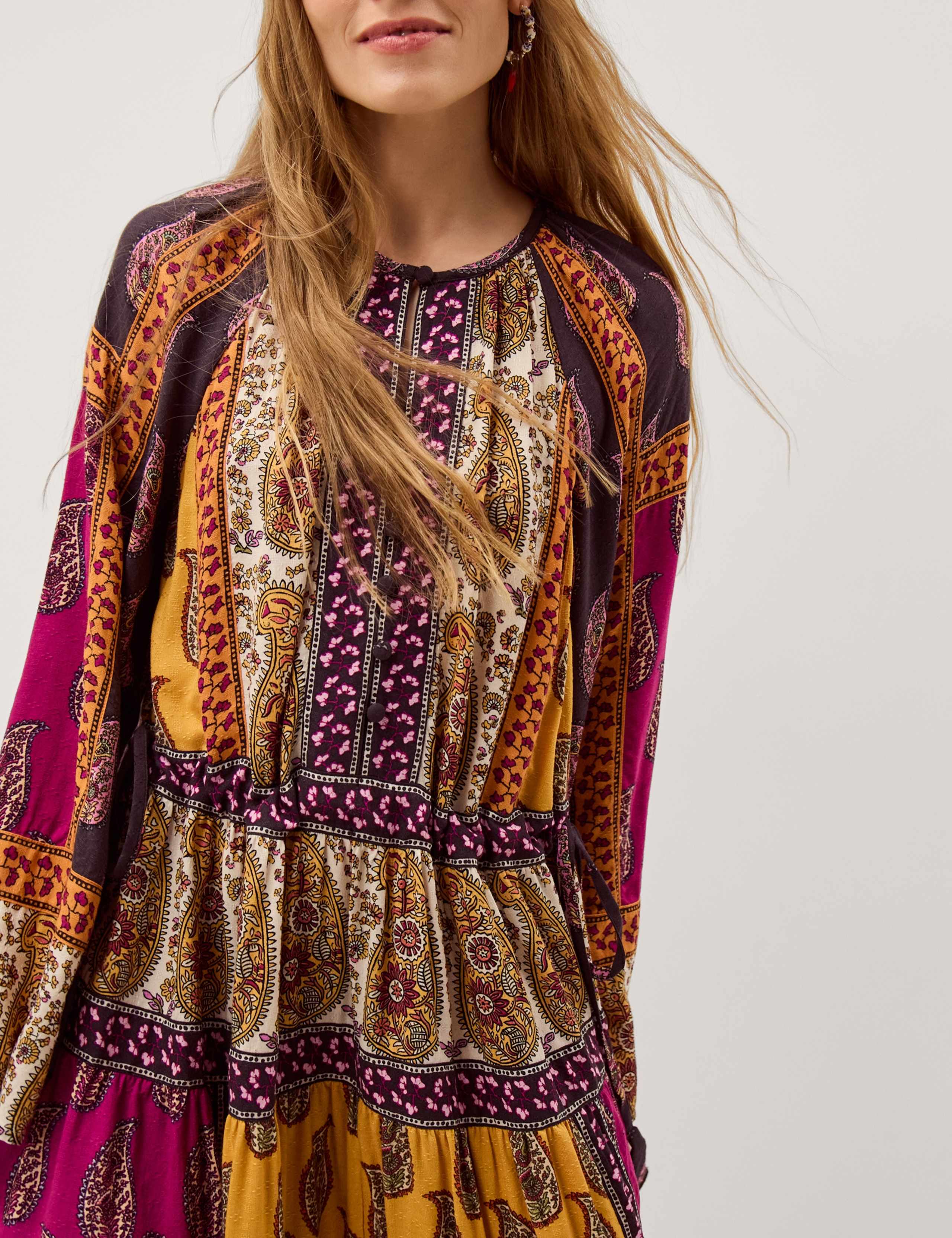 Paisley Round Neck Midi Smock Dress 5 of 5