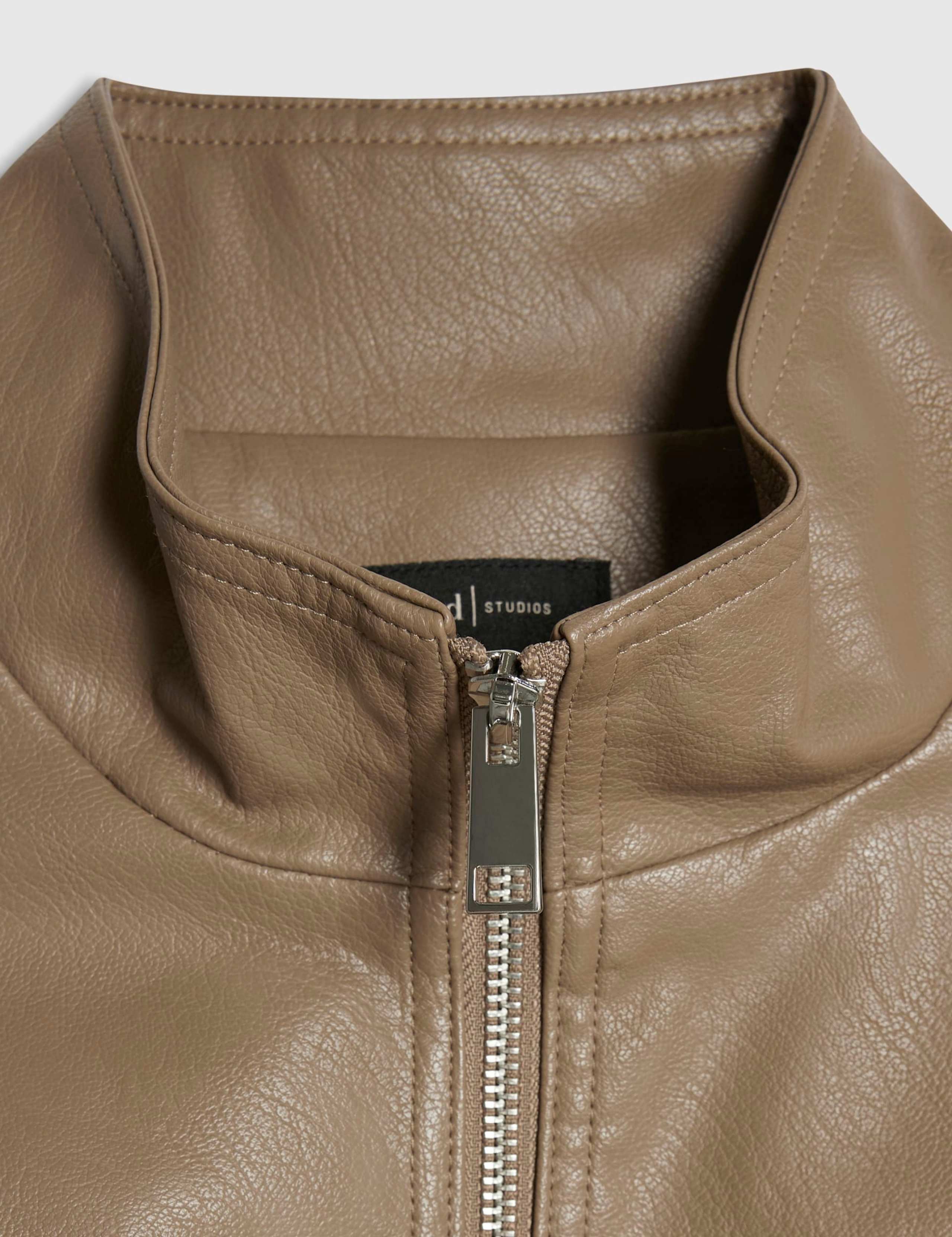 Faux Leather Funnel Neck Jacket 5 of 5