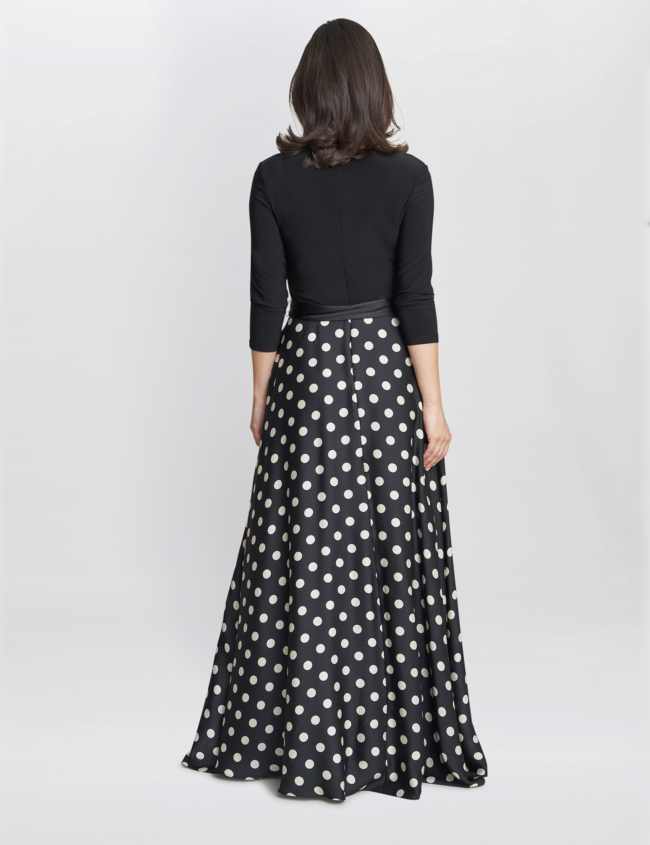Satin Jersey Polka Dot V-Neck Maxi Dress 4 of 5