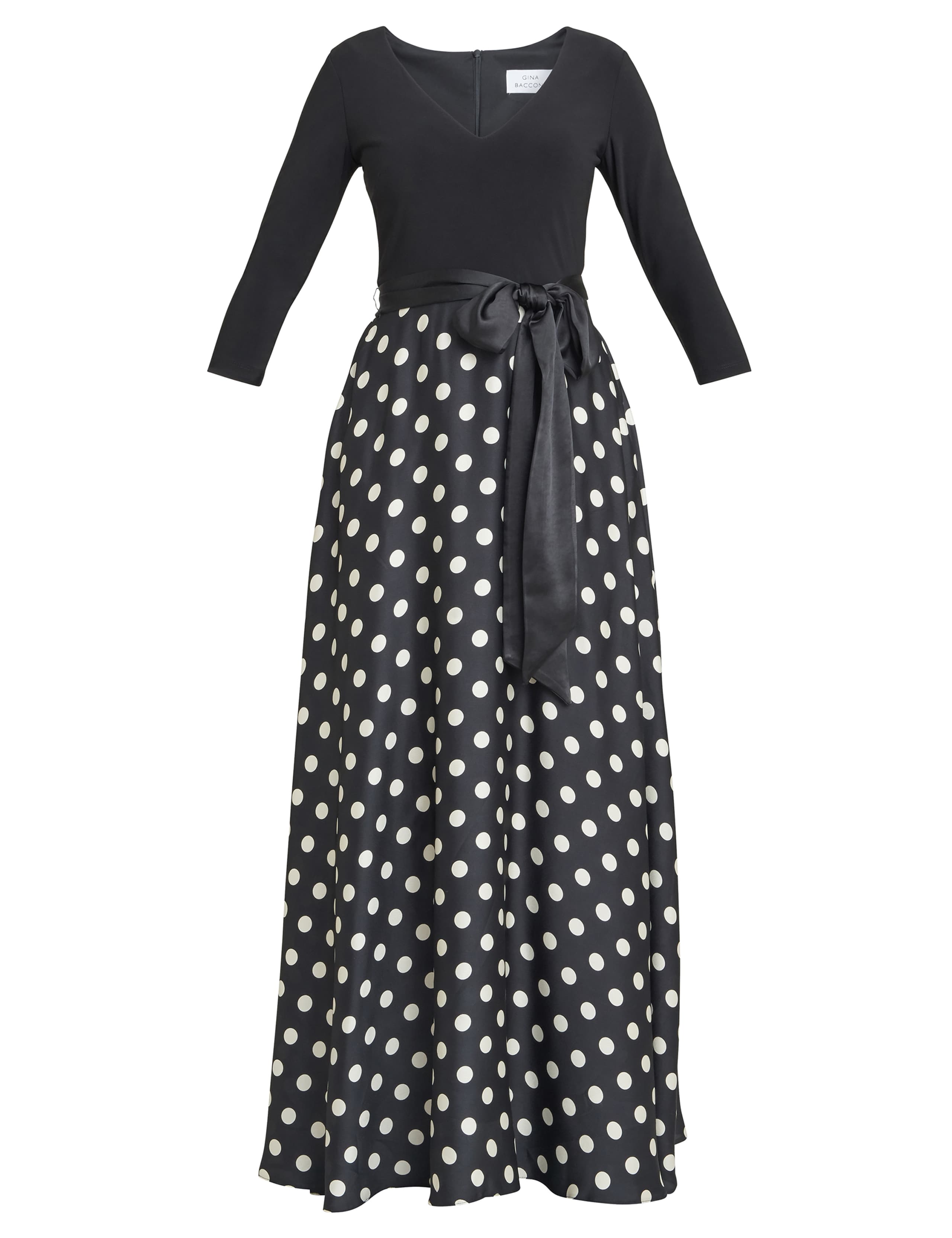 Satin Jersey Polka Dot V-Neck Maxi Dress 2 of 5