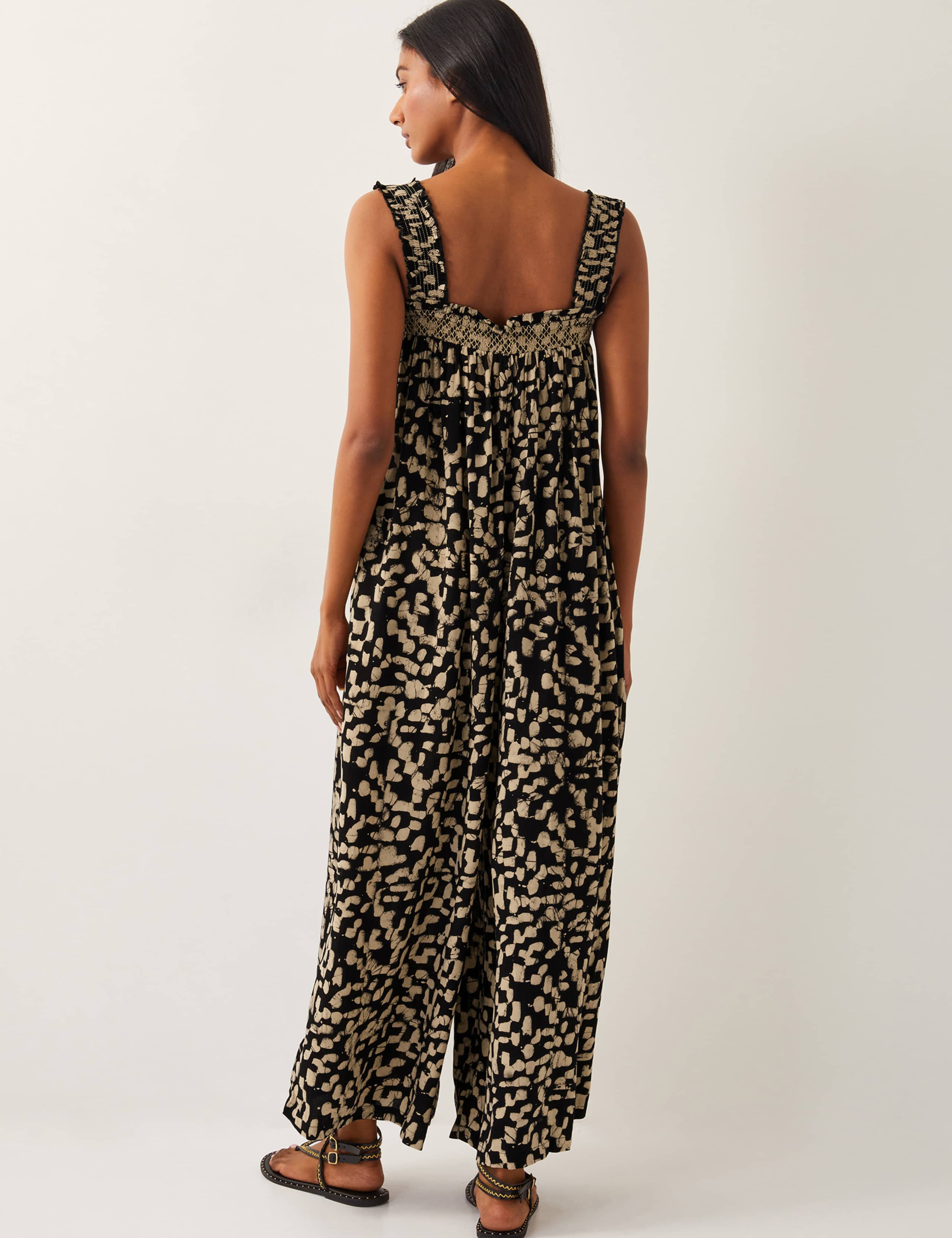 Batik Shirred Sleeveless Wide Leg Jumpsuit 4 of 5