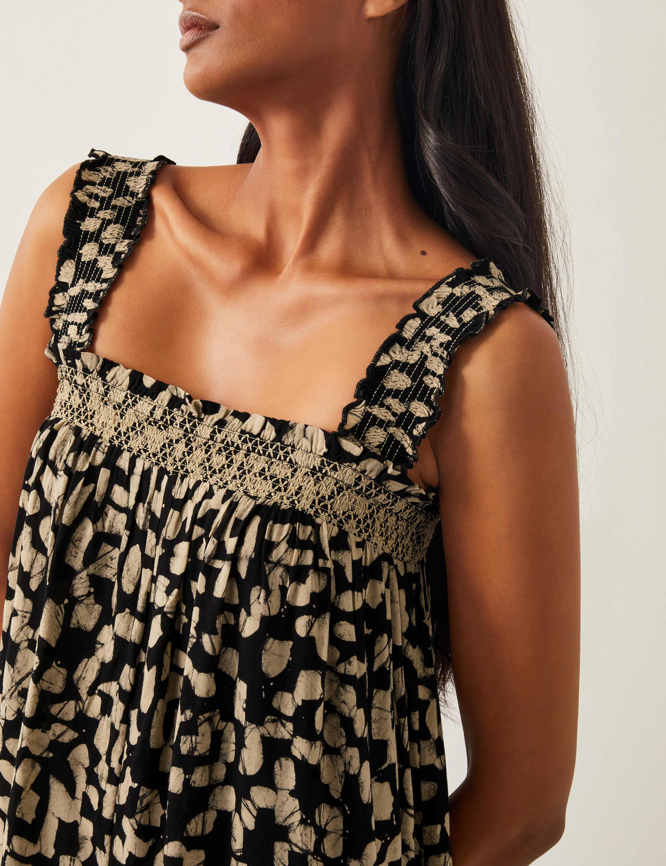 Batik Shirred Sleeveless Wide Leg Jumpsuit 5 of 5