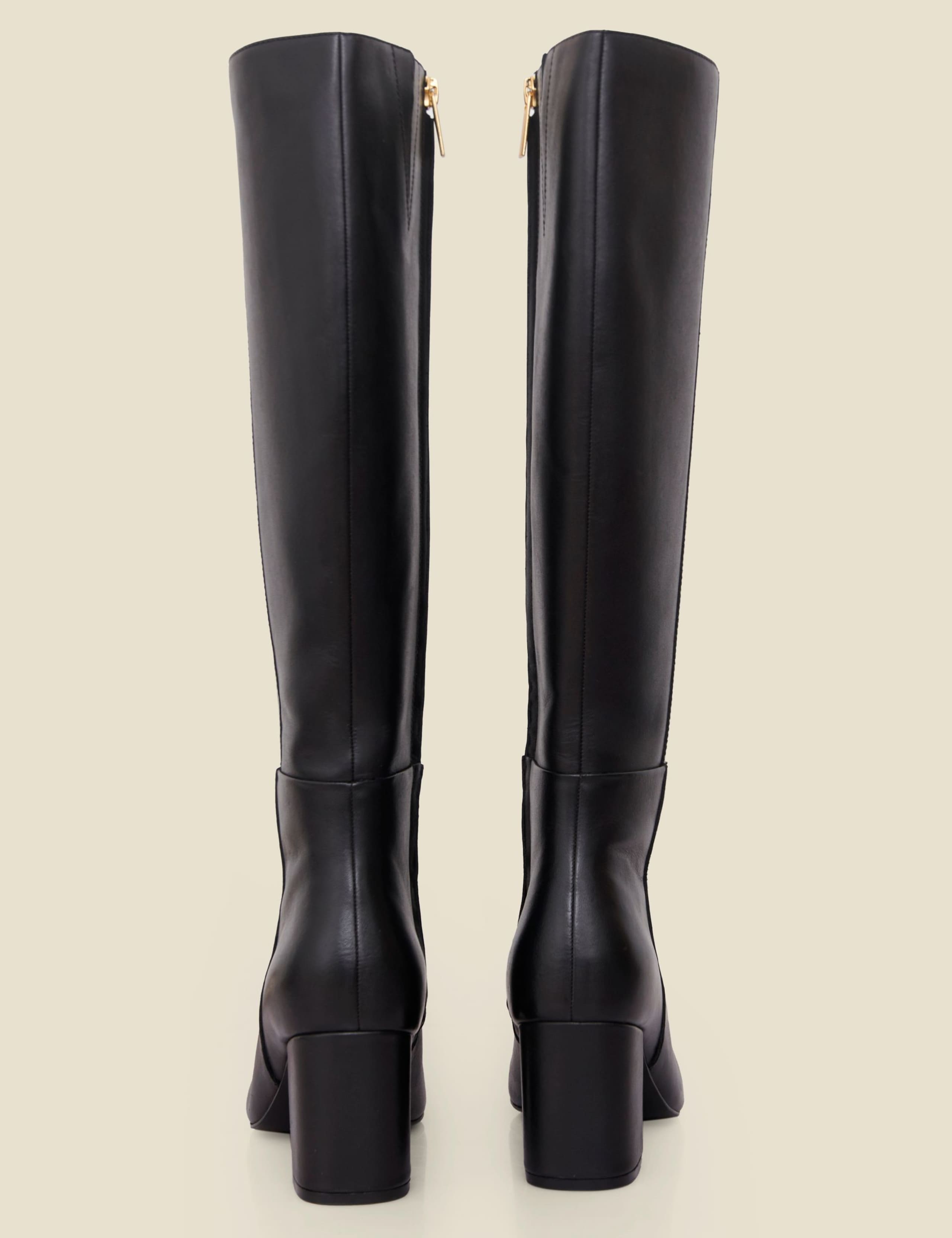 Leather Block Heel Knee High Boots 3 of 4