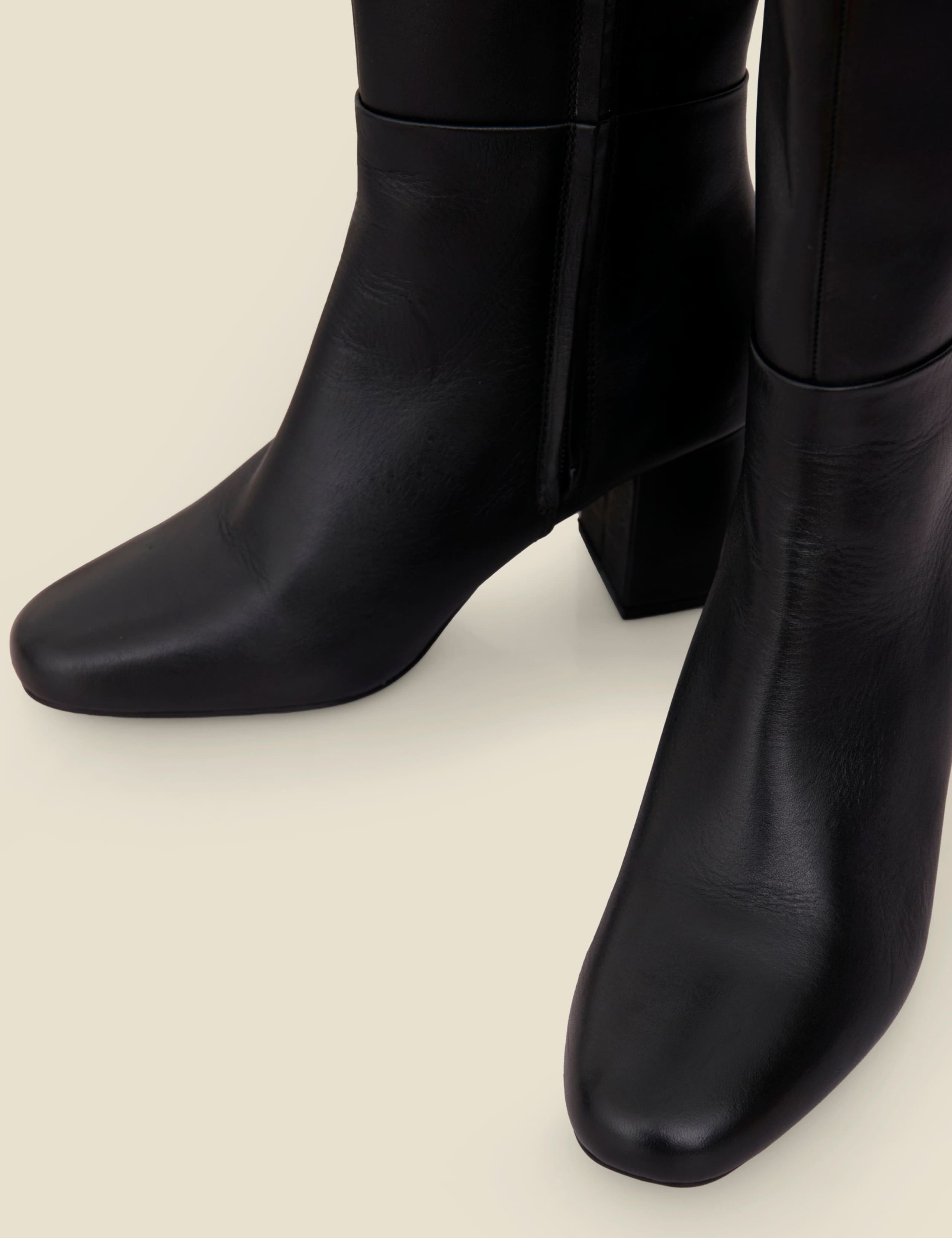 Leather Block Heel Knee High Boots 4 of 4