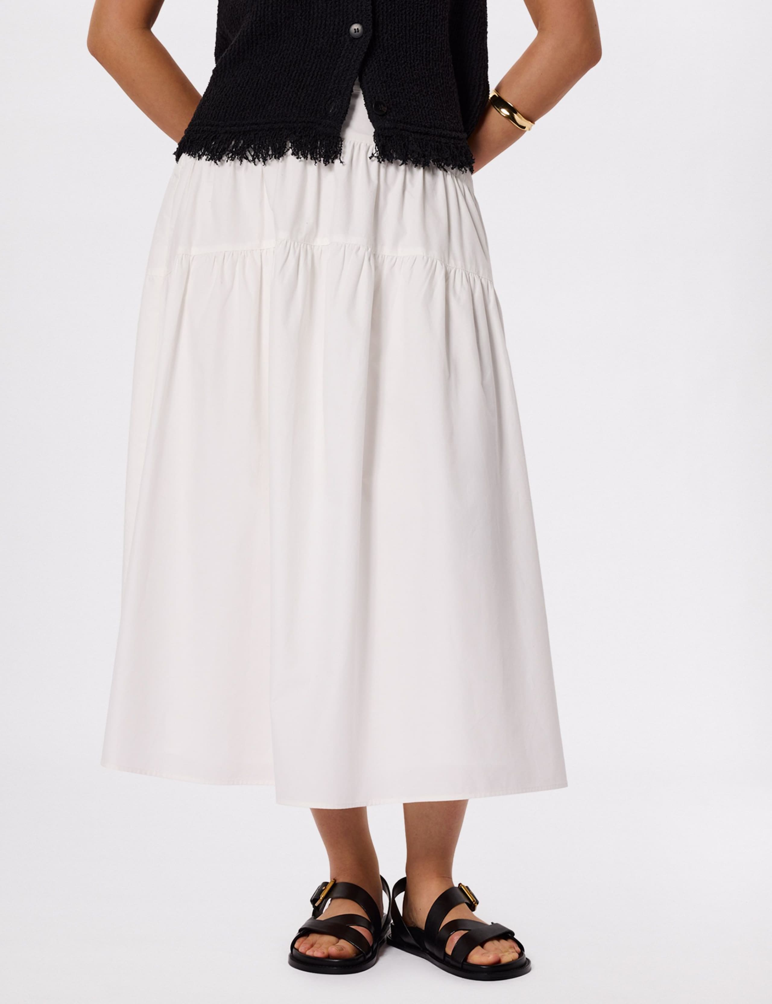 Pure Cotton Midi Tiered Skirt 3 of 6